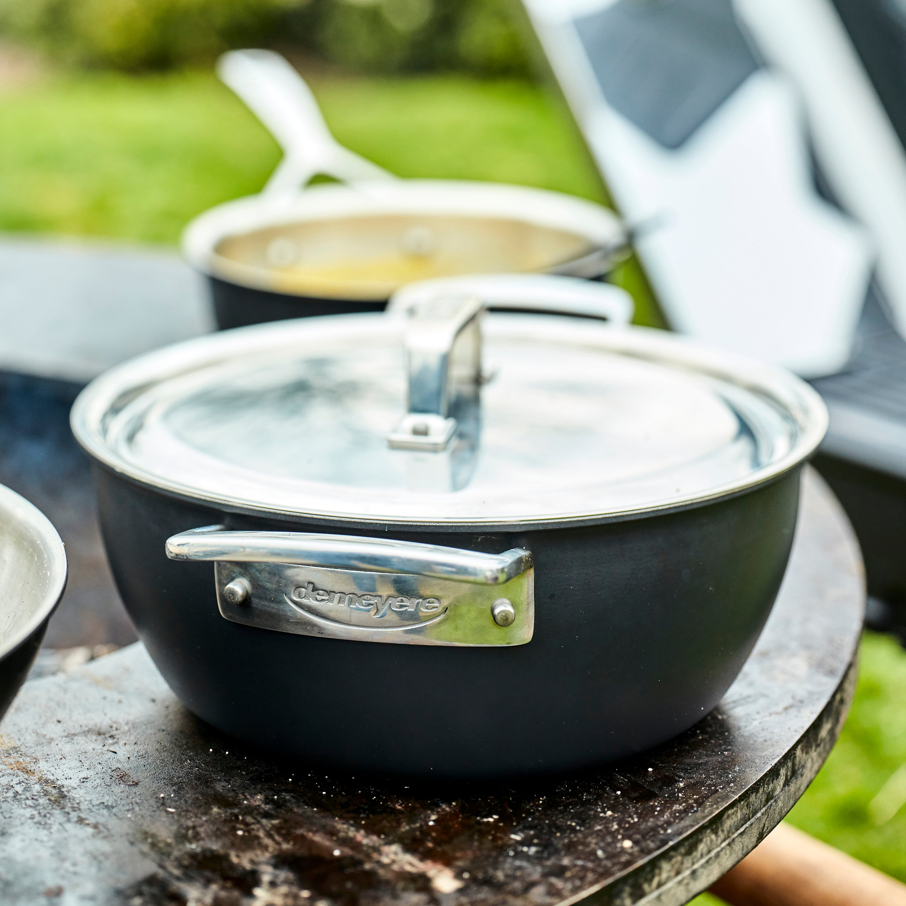 Interior shot showing the even heating surface of the cast iron pot, ideal for baking and slow cooking.