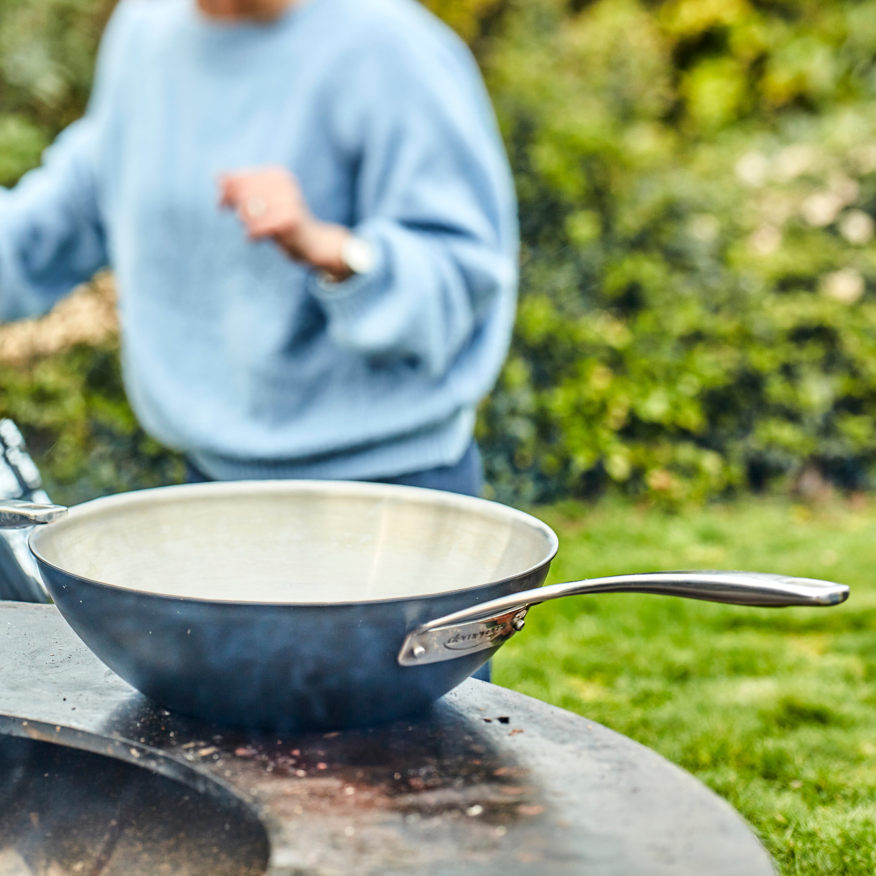 Demeyere Black 3.2-quart flat bottom wok with induction-compatible base
