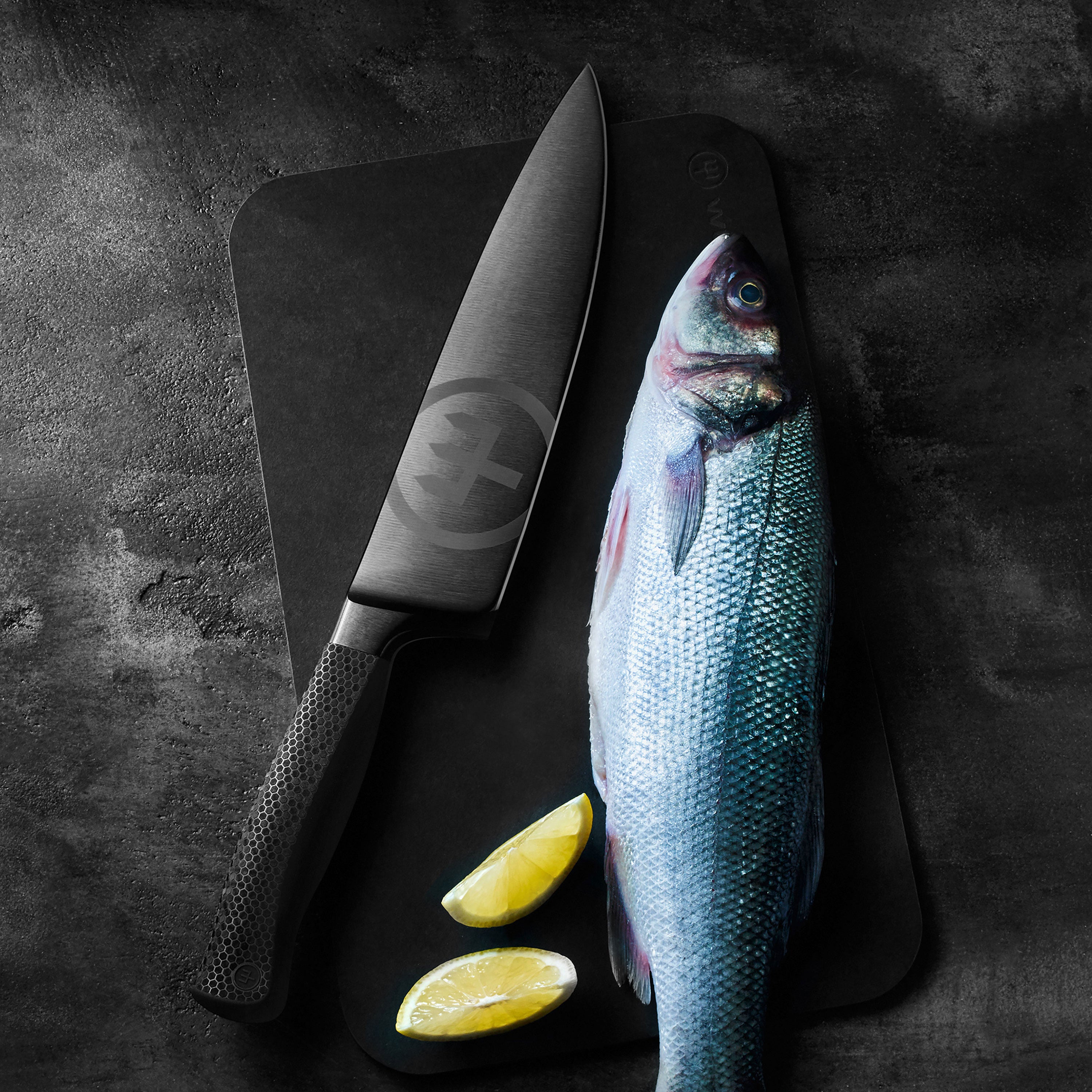 Close-up of Wusthof Performer 6-piece knife set with forged blades and ergonomic handles