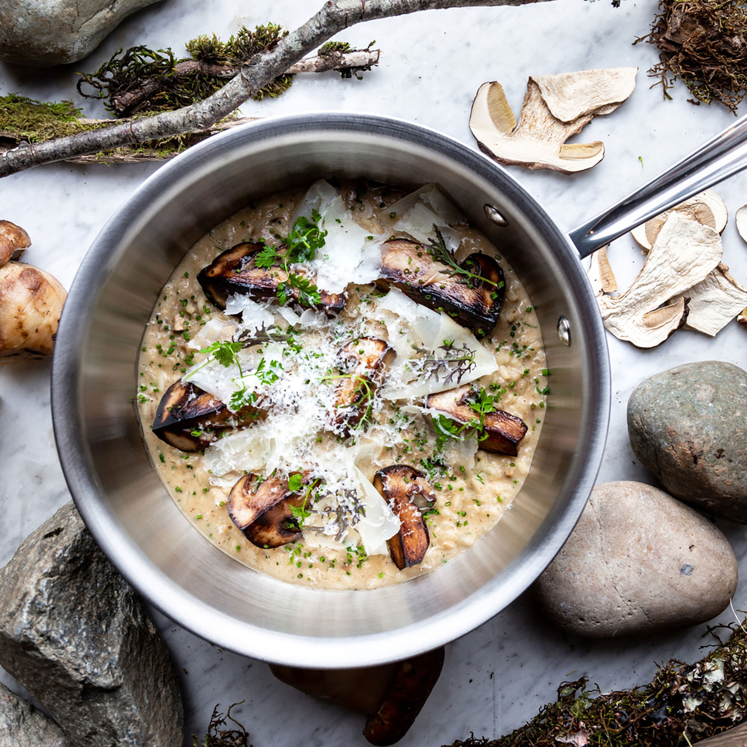 Close-up of the premium stainless steel induction saucepan showcasing its durable design and aluminum core.