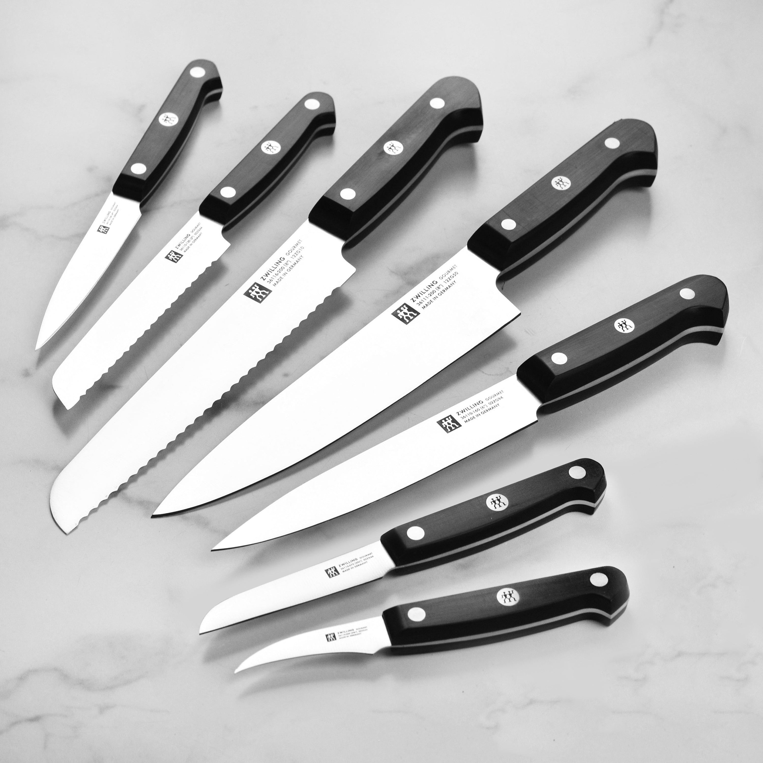 Zwilling Elite Knife Block Set from the front, showcasing the elegant design and high-quality knives.