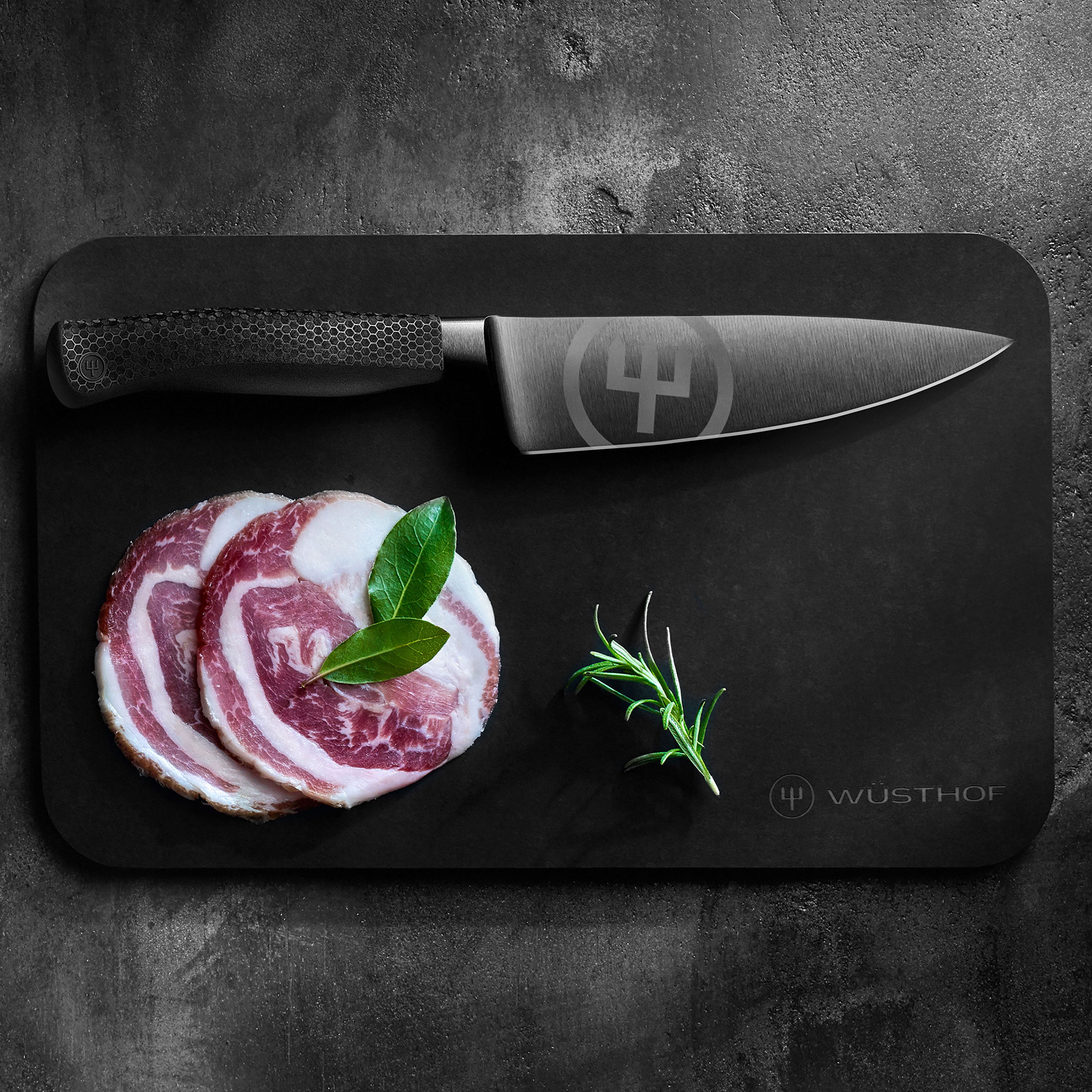 Stylish knife block holding the top rated Wusthof knife set on a kitchen countertop