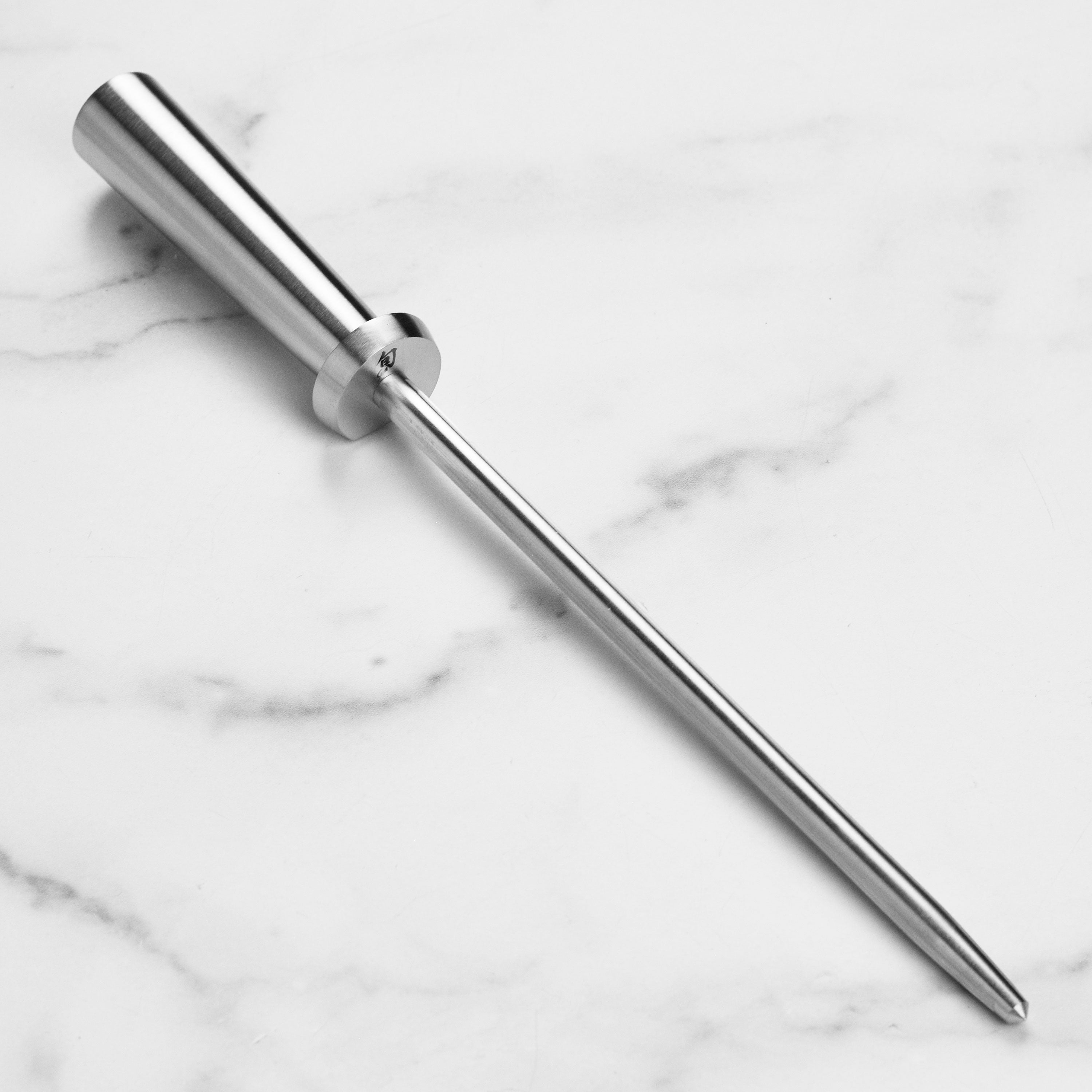Detail of the ergonomic PakkaWood handle of the Shun knife set