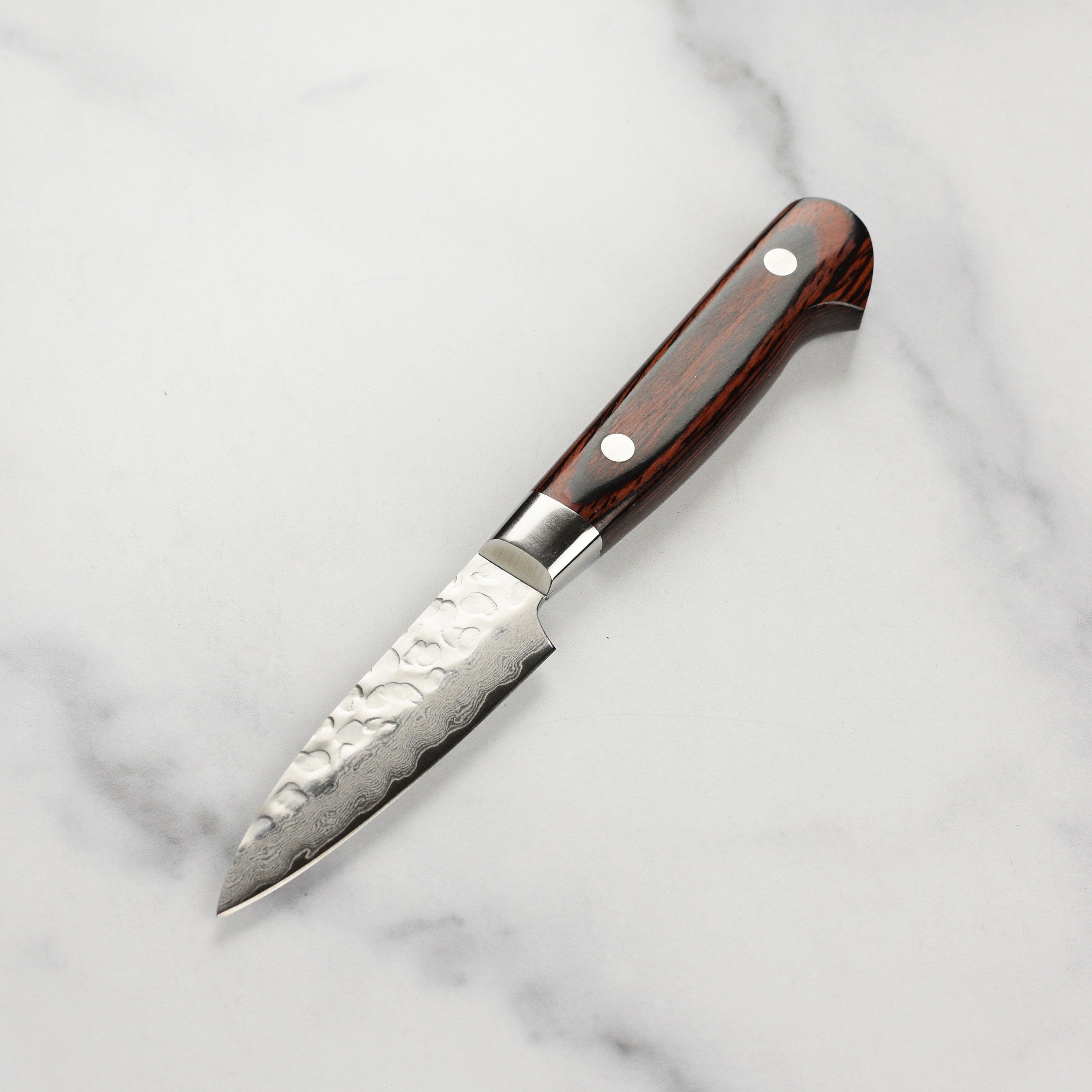 Japanese petty knife with full-tang mahogany handle for home chefs