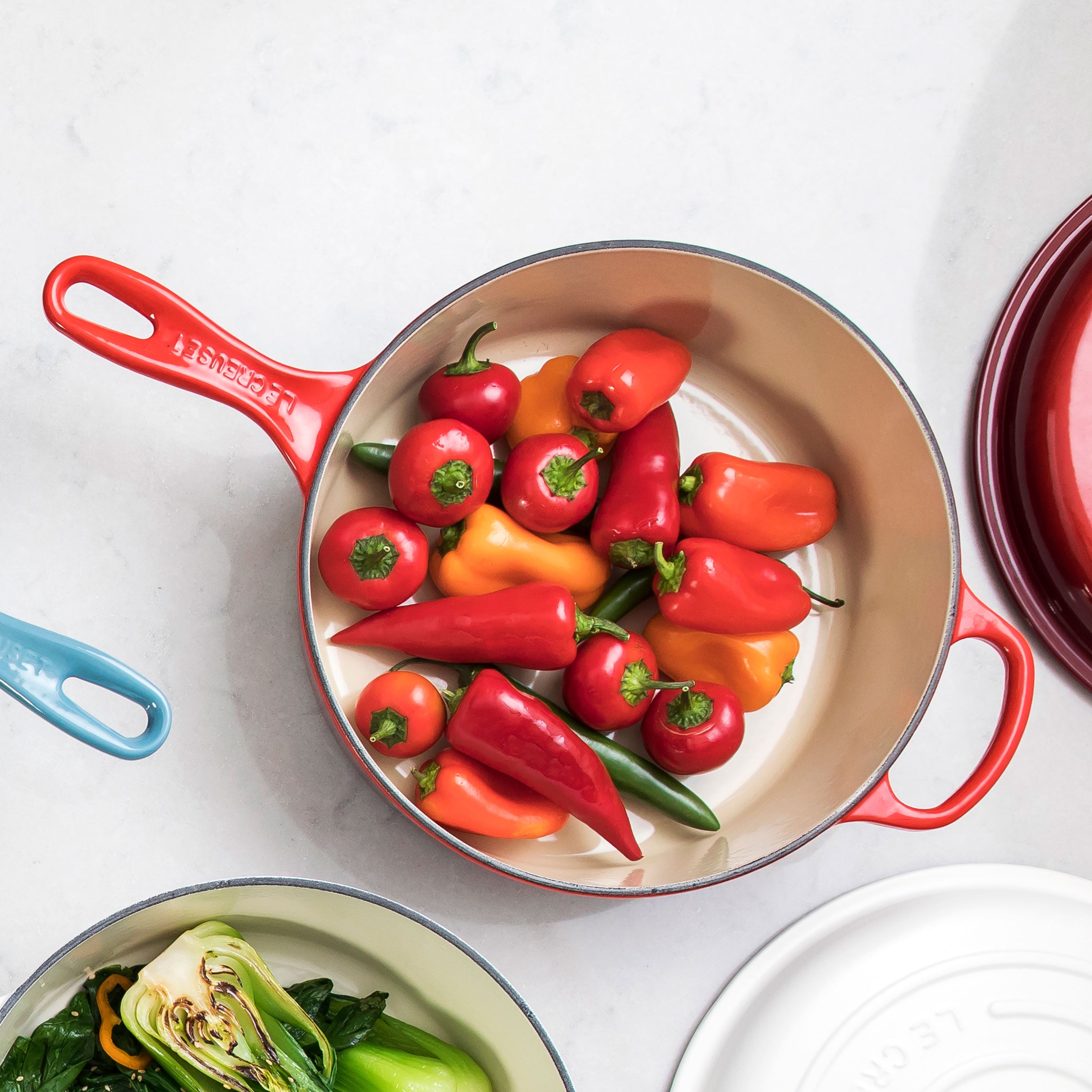 Le Creuset Dutch oven with lid, demonstrating steam circulation during cooking, ideal for slow cooking enthusiasts.