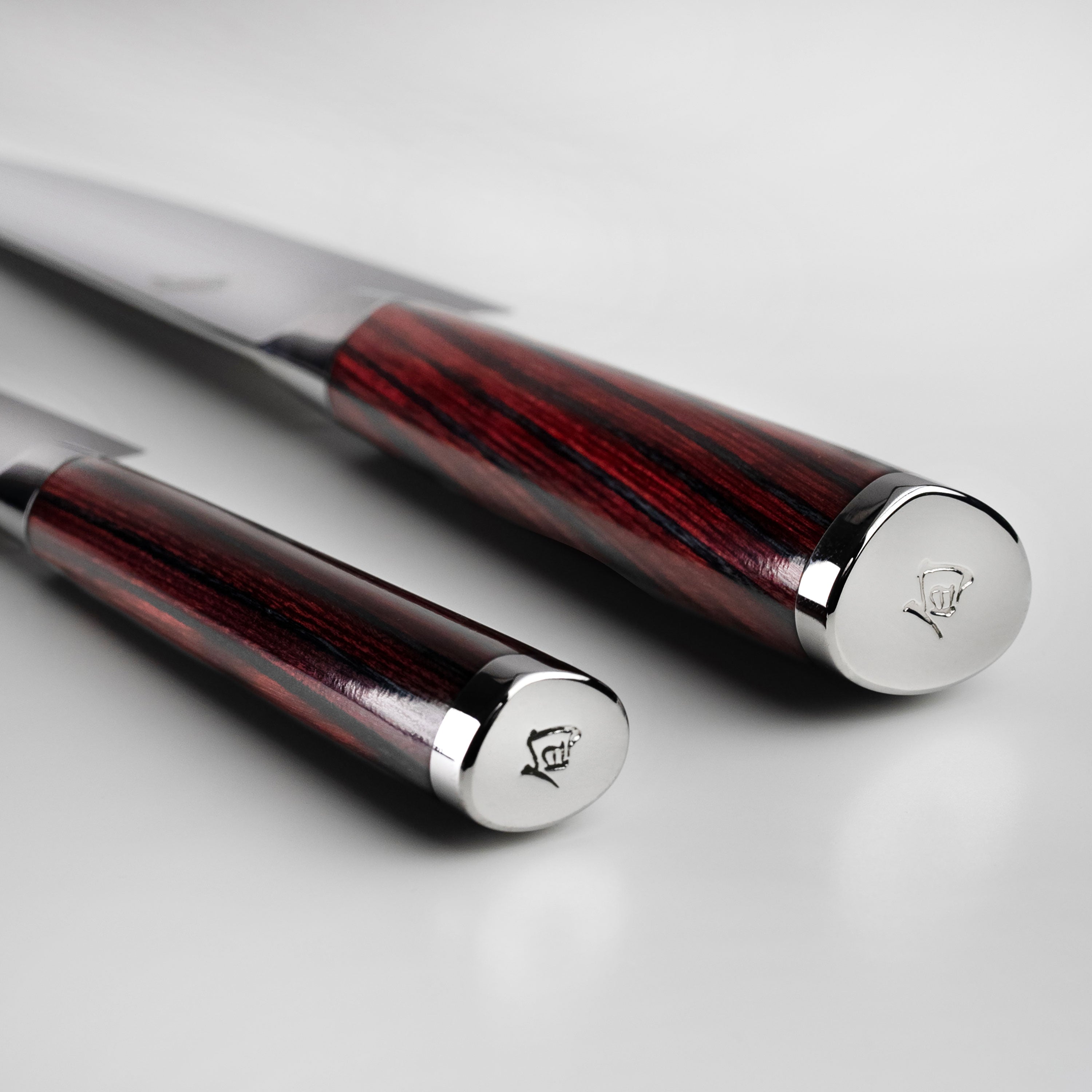 Shun Kohen Anniversary Knife Set with high-polished handles and intricate blade pattern