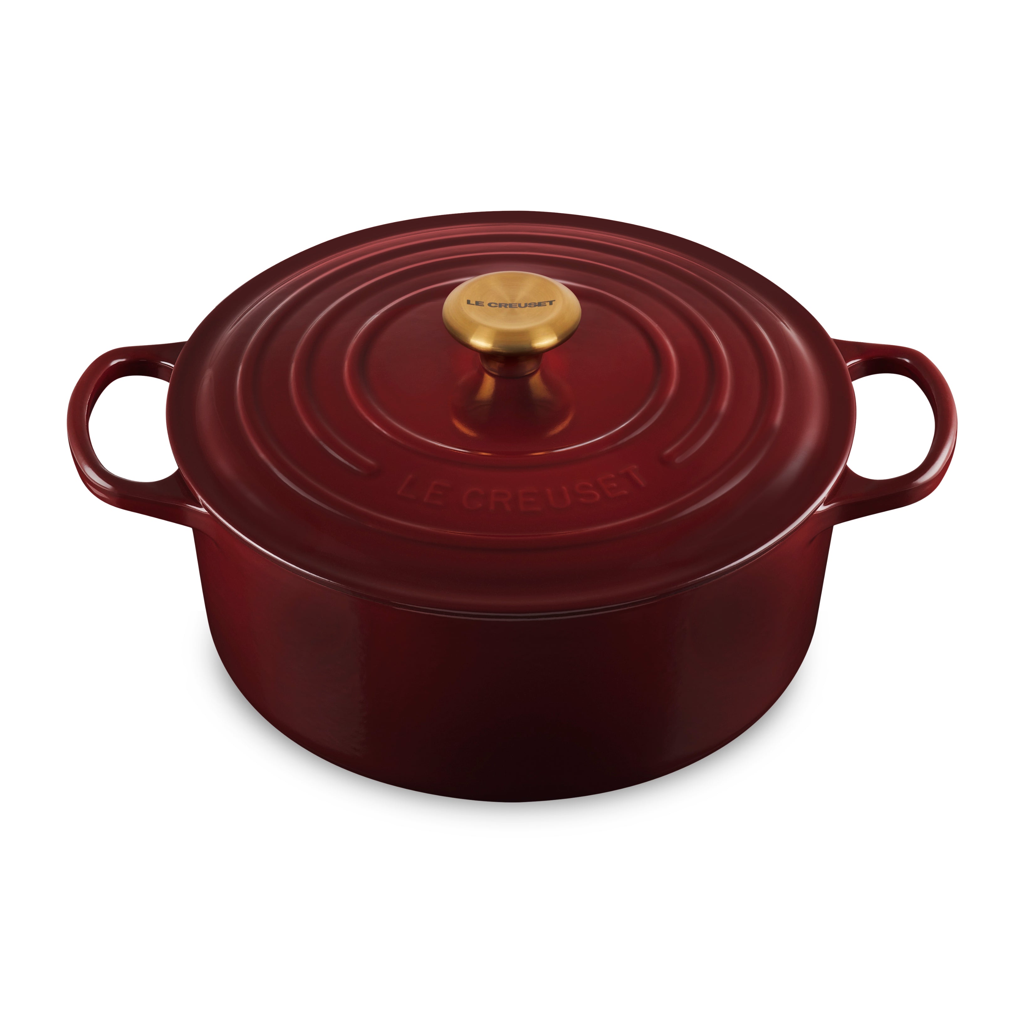 Premium Le Creuset enameled Dutch oven showcasing its ergonomic handles.