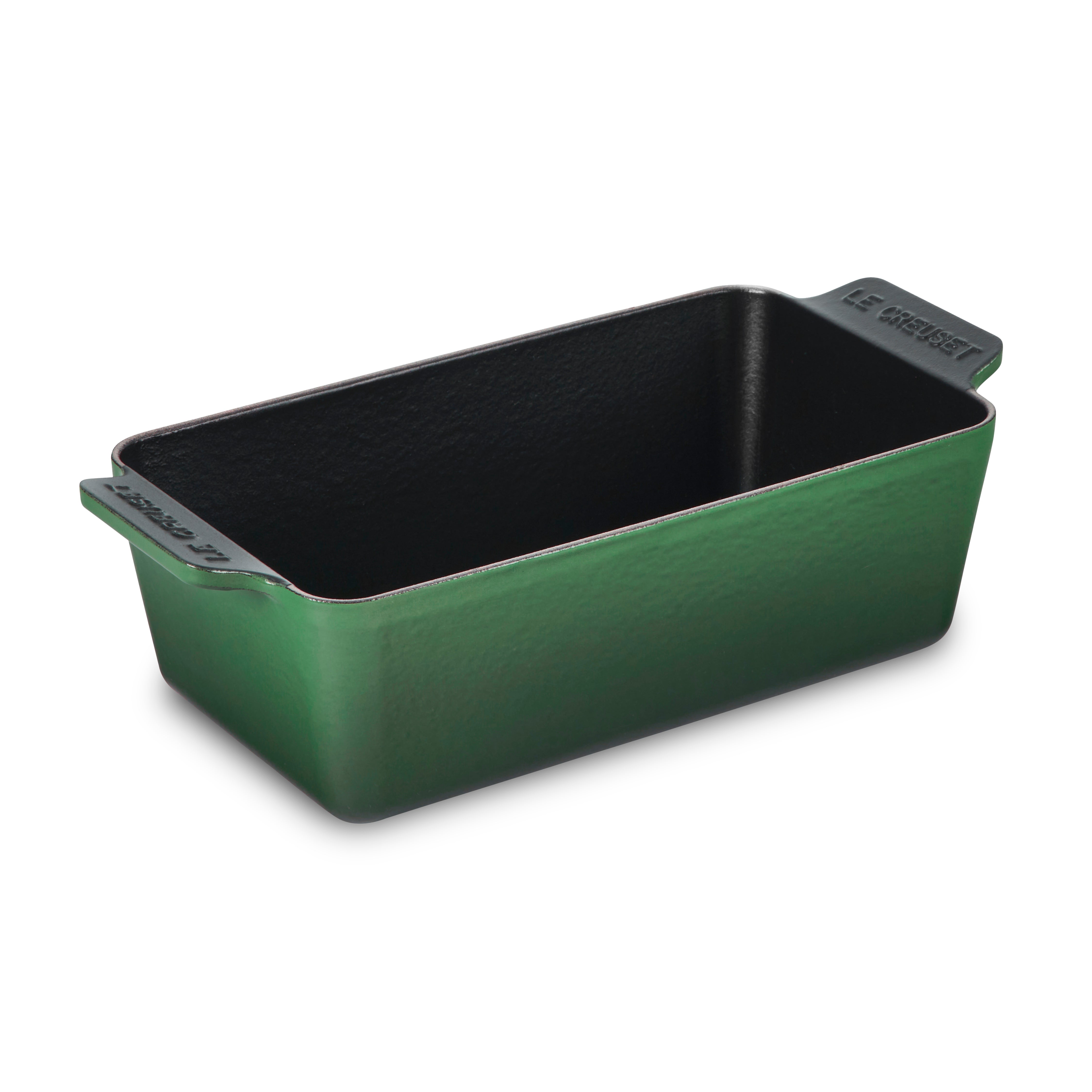 Le Creuset Signature cast iron loaf pan with artichaut design, close-up shot highlighting enamel finish