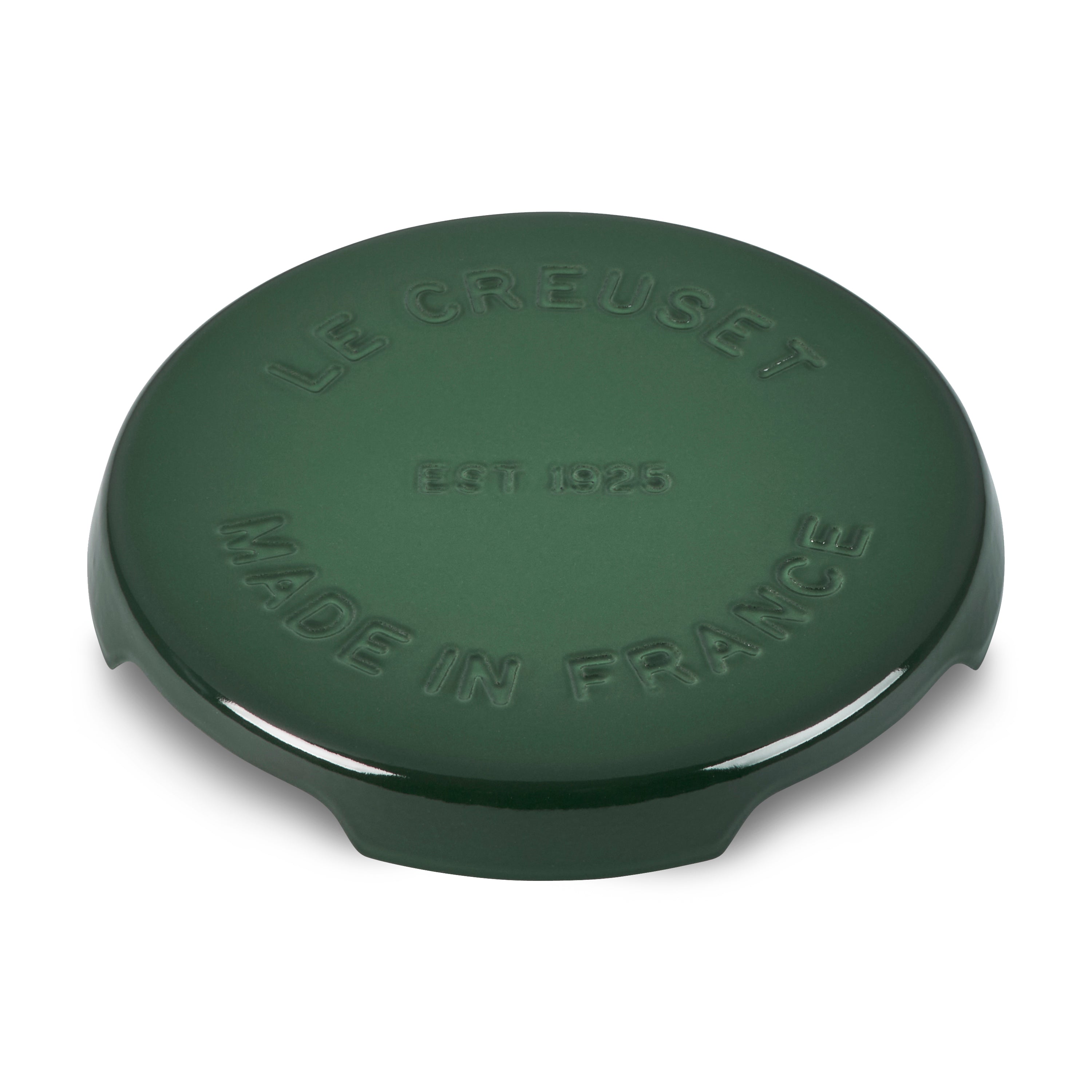 Close-up of Le Creuset Artichaut cast iron trivet with enameled surface