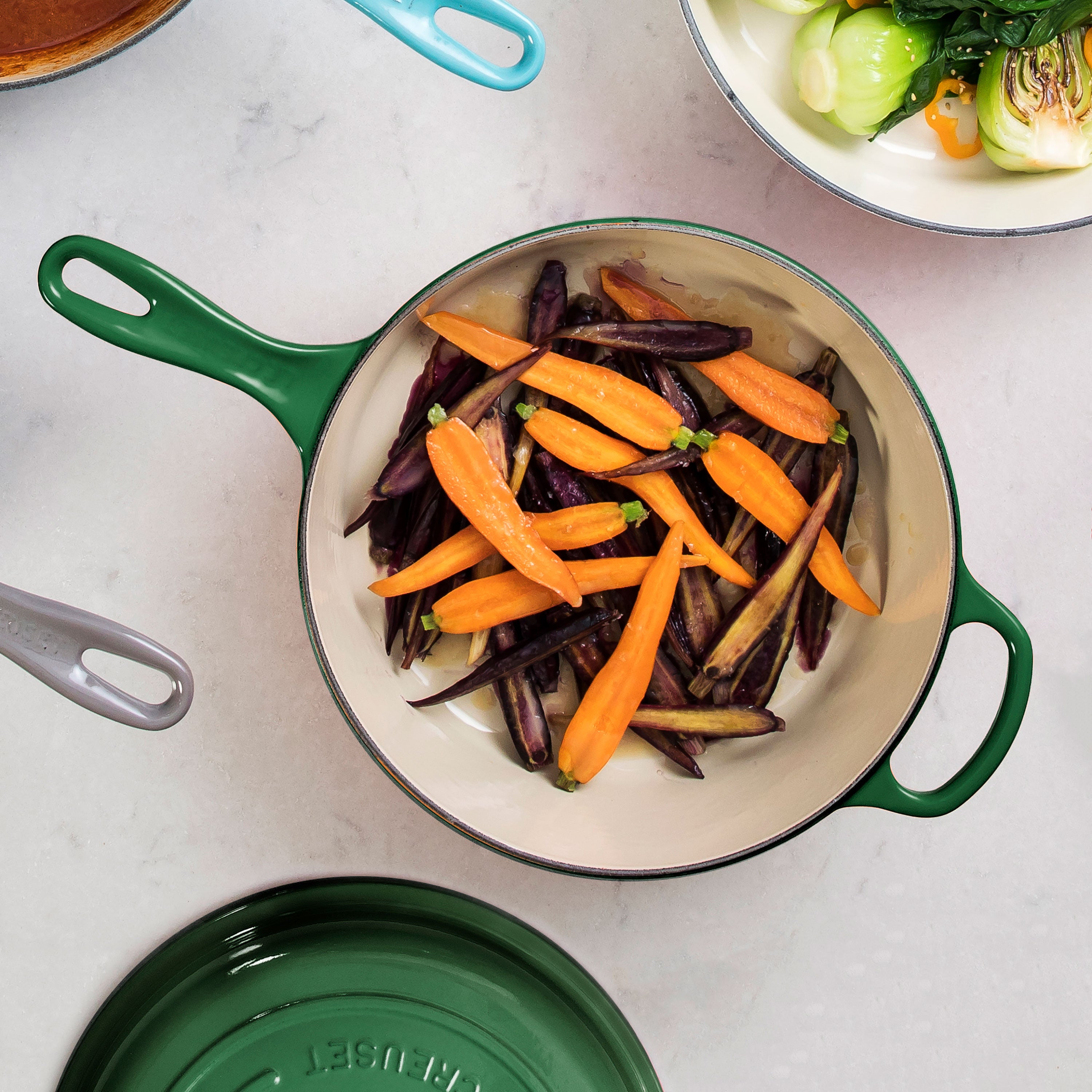 Enameled Dutch oven from Le Creuset, ideal for making hearty stews.