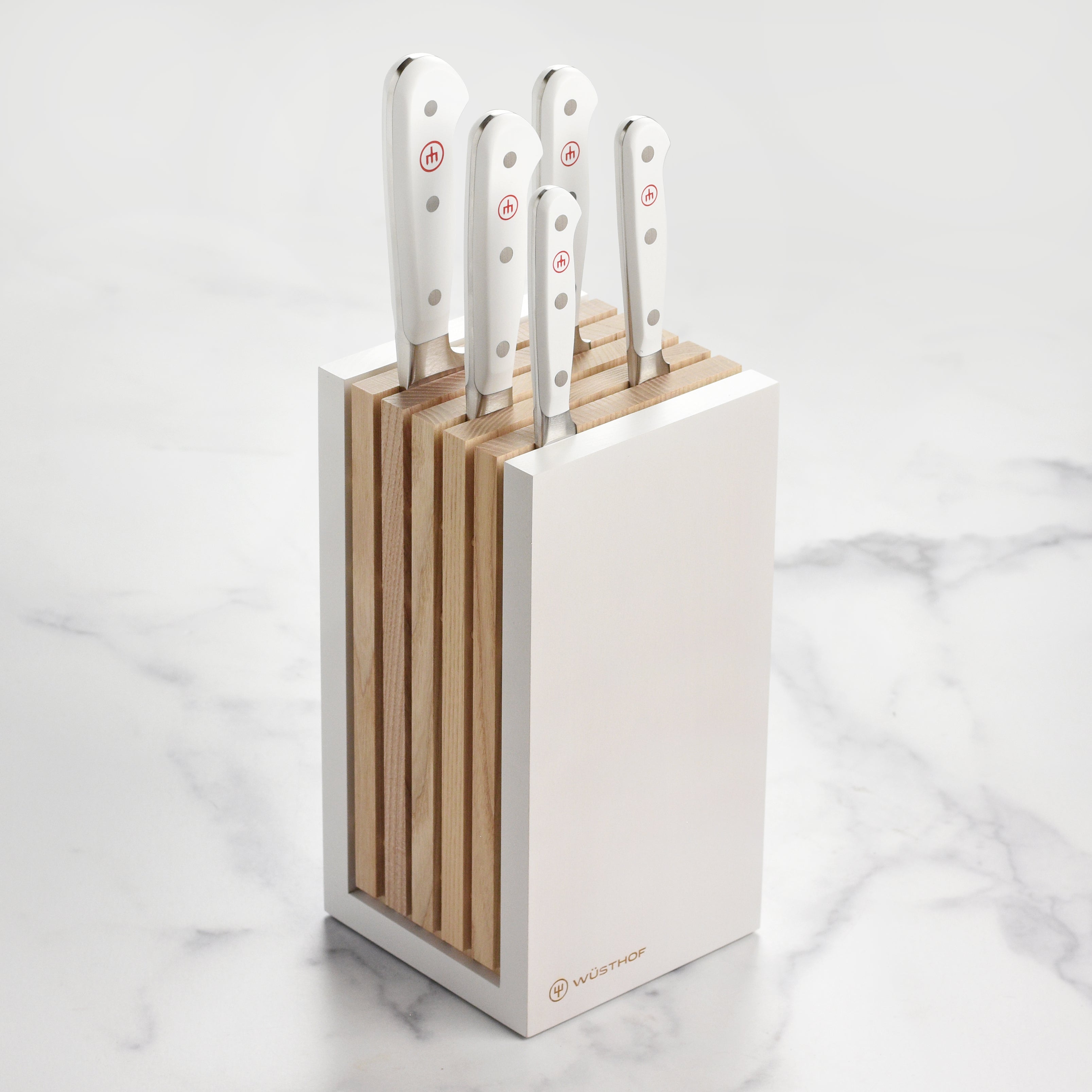 Elegant knife block with premium kitchen knives for gifting