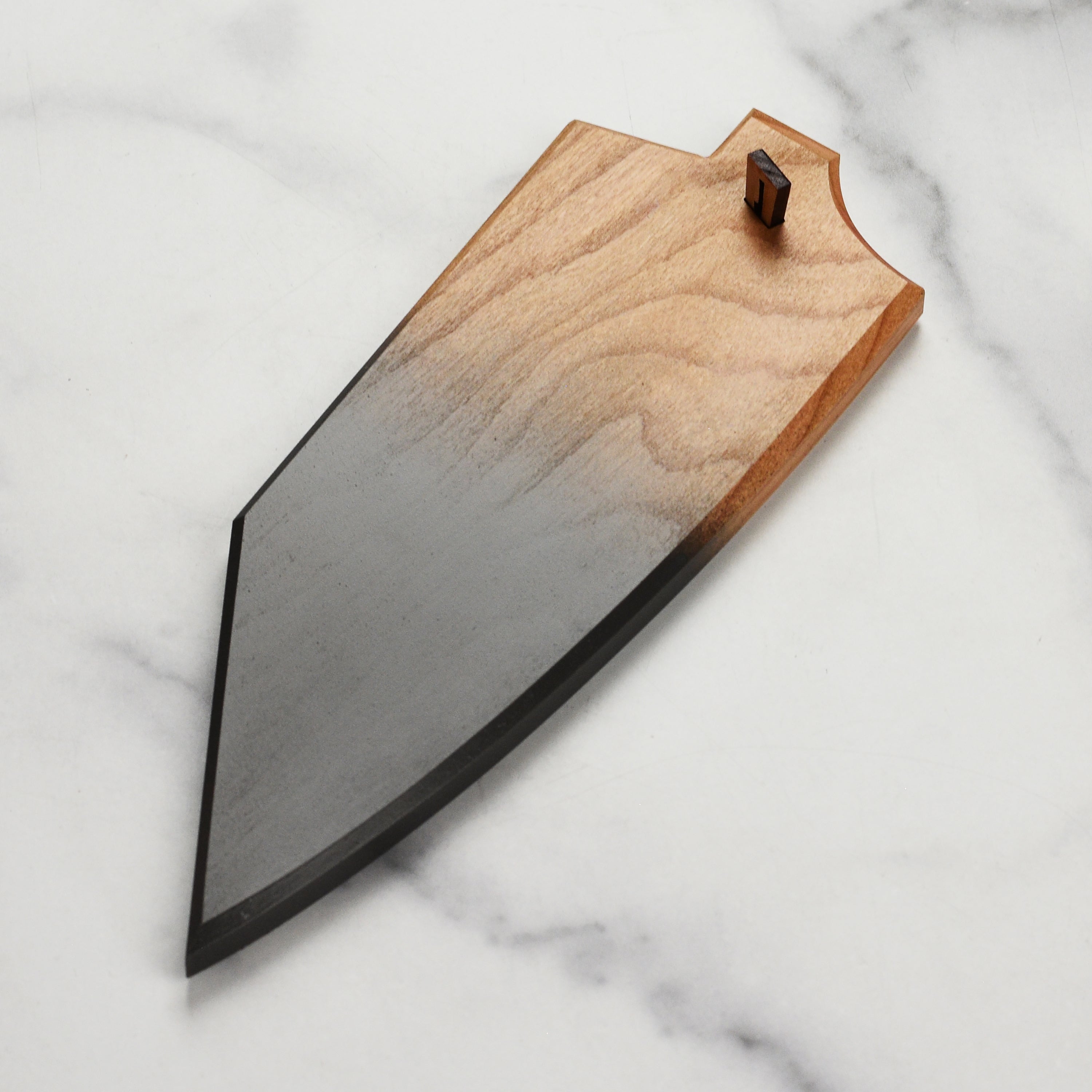 Town Cutler eXo Blue knife saya showcasing cherry wood design for 7.5