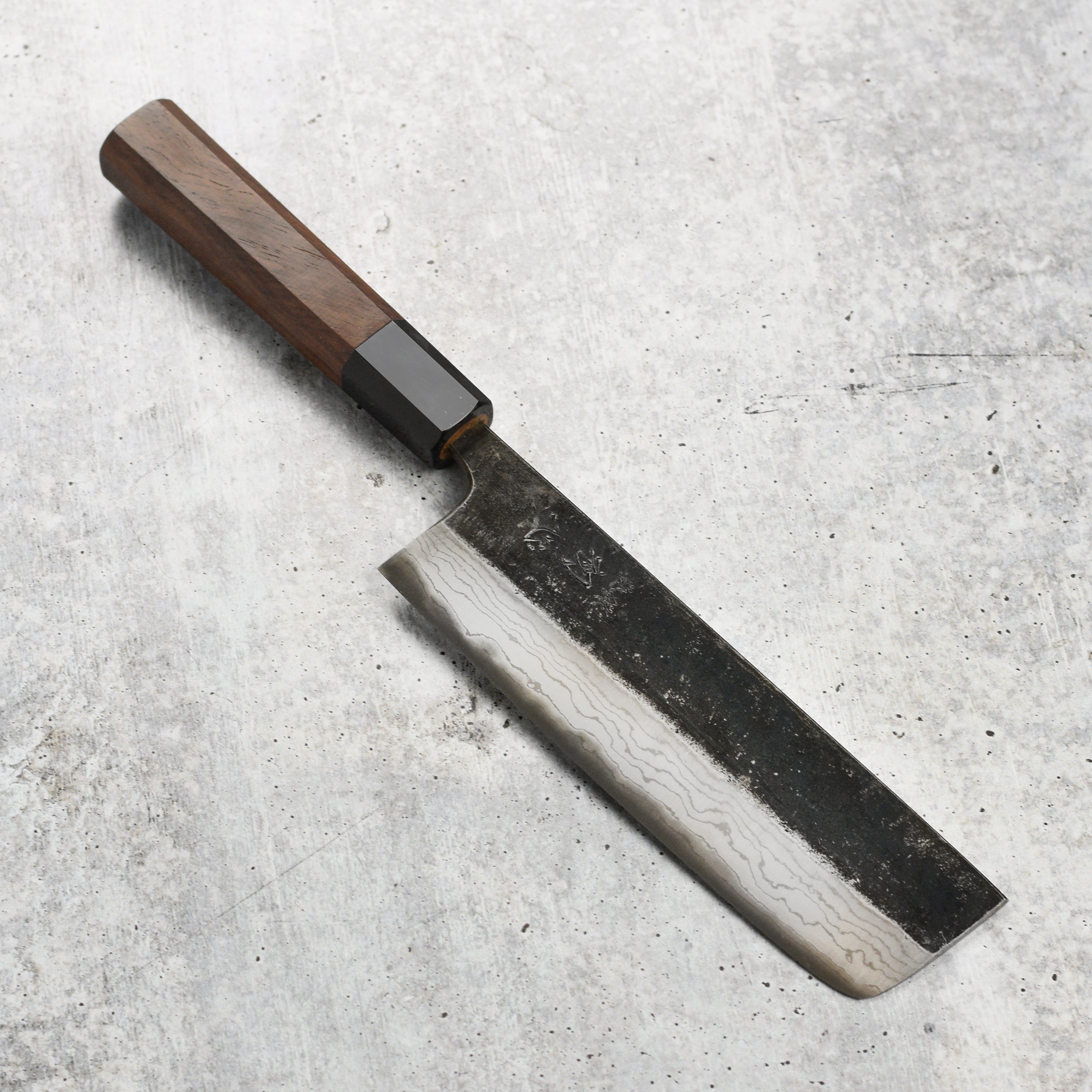 Hatsukokoro Nakiri knife with damascus steel blade for vegetable prep