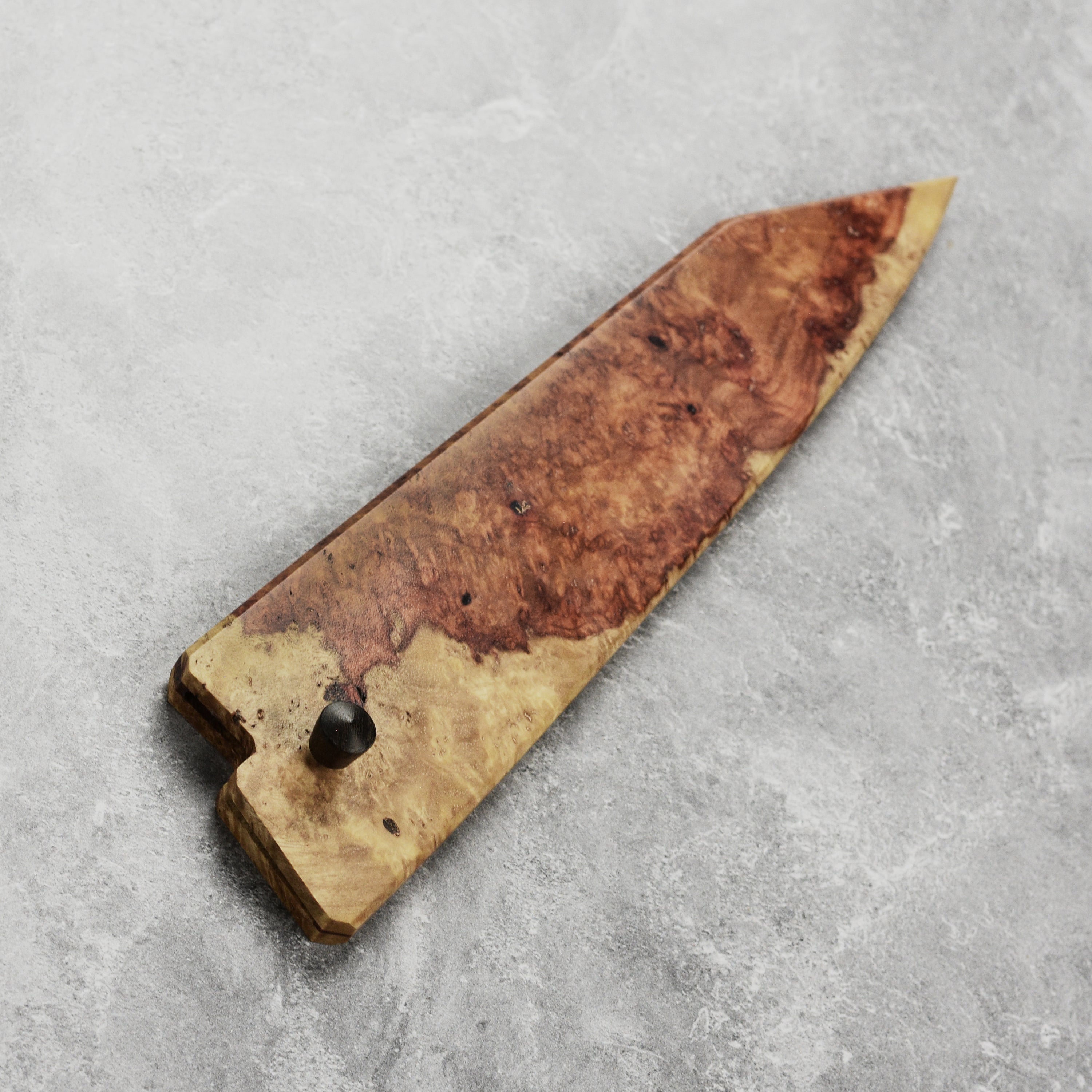 Top view of the Keskin carbon steel gyuto, perfect for slicing vegetables with precision