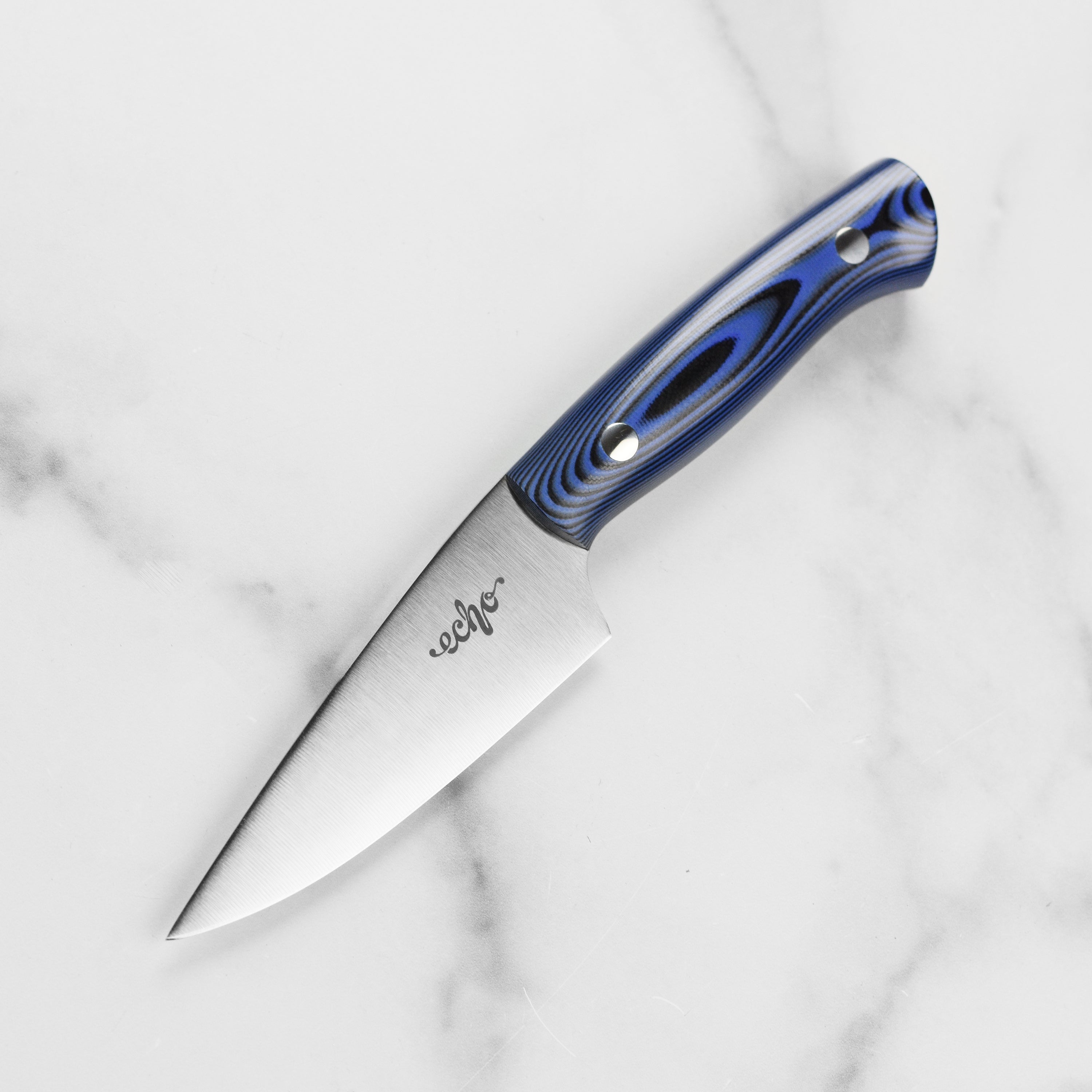 Close-up of Middleton Echo 4-inch paring knife showing sharp stainless steel blade and ergonomic handle