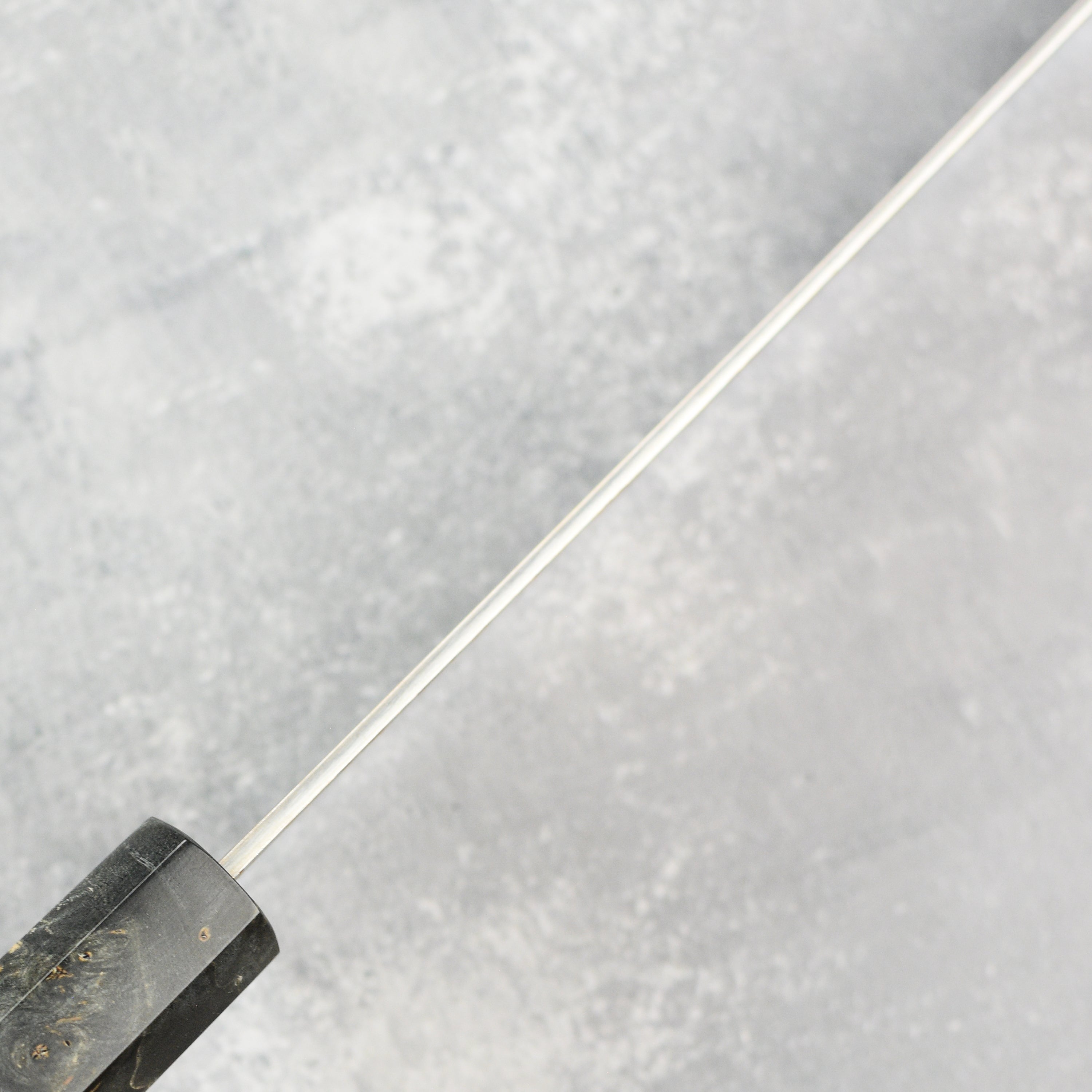Hatsukokoro Hayabusa rainbow Damascus gyuto knife with detailed blade pattern