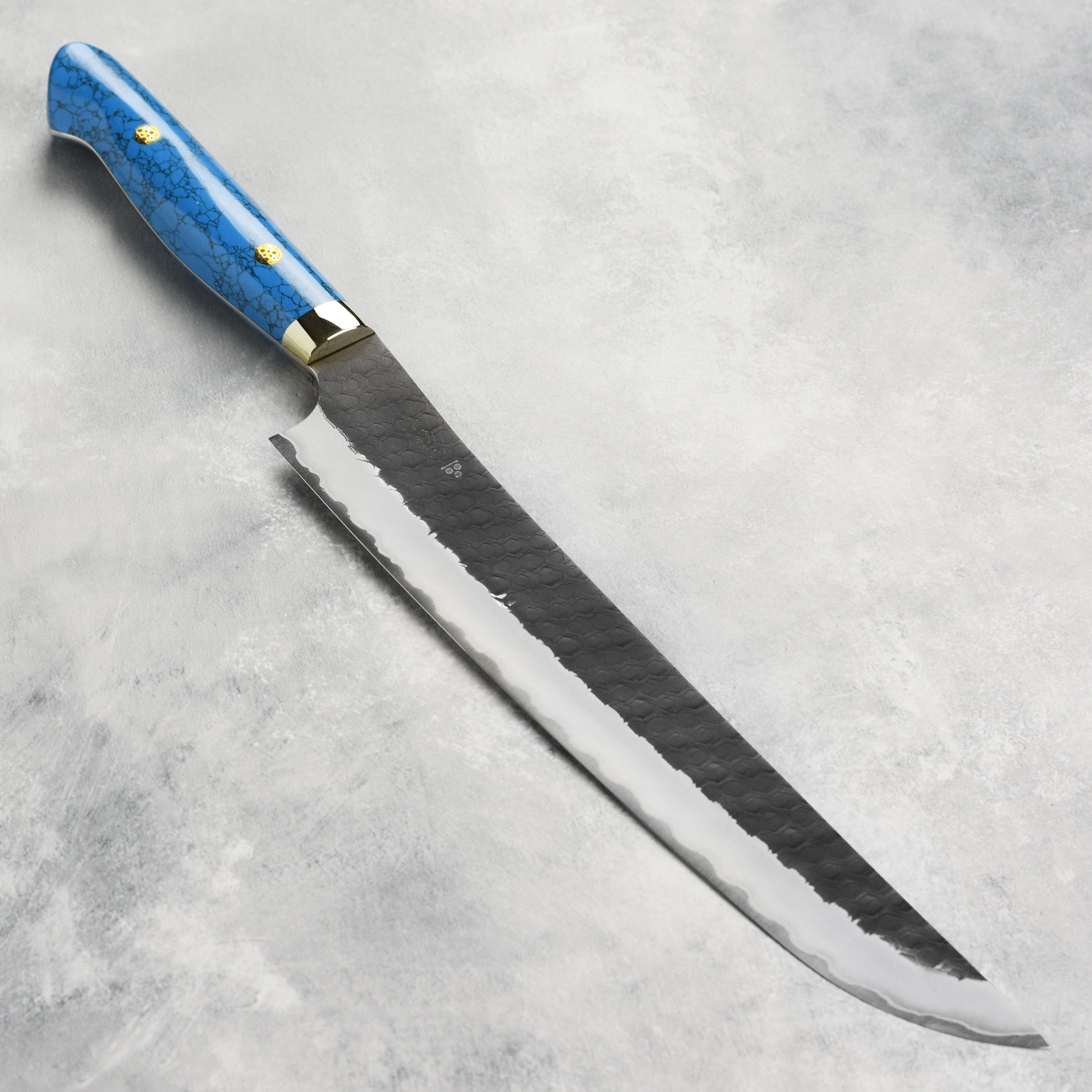 Nigara SG2 Kurouchi Tsuchime sujihiki blade with traditional Japanese finish