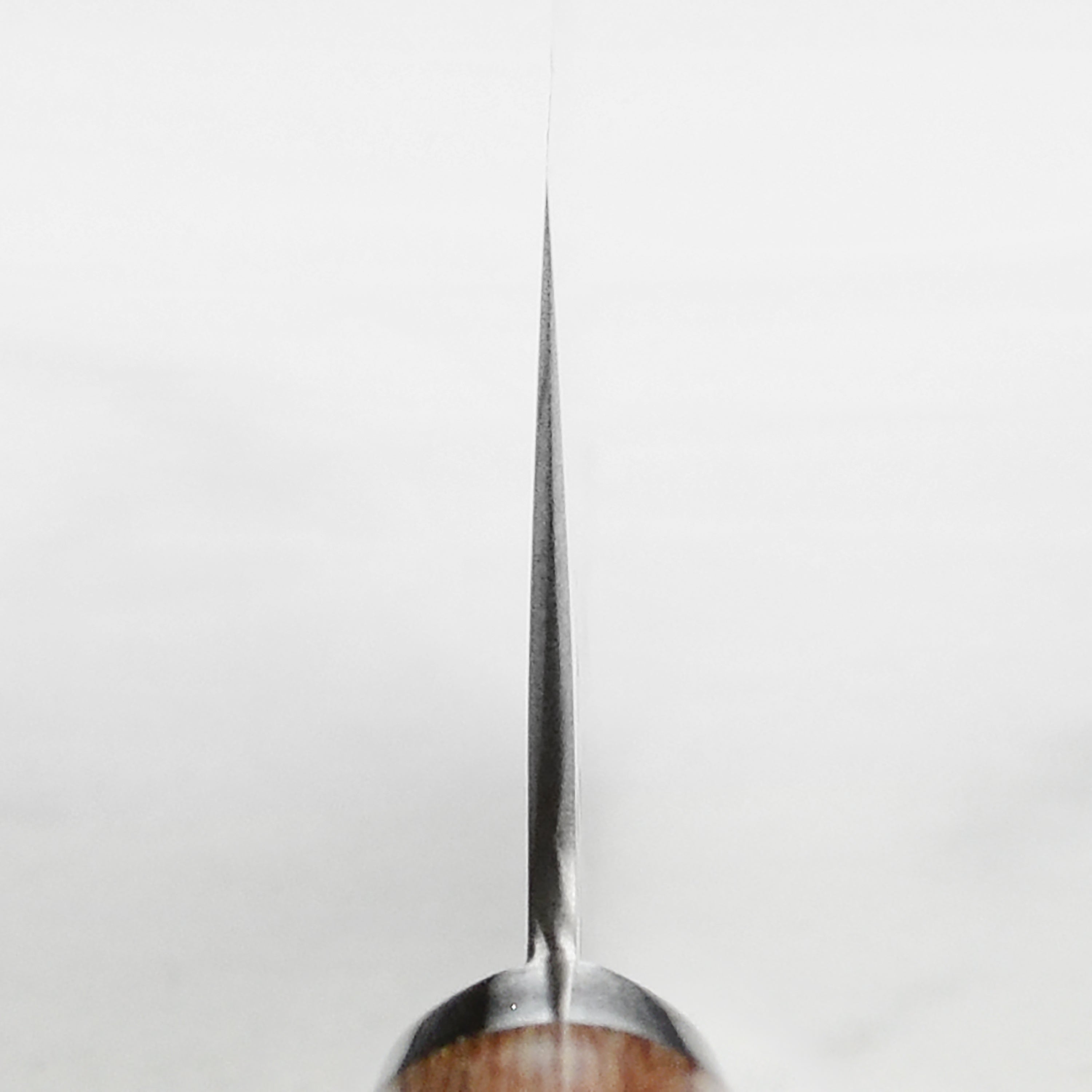 Takamura Chromax Tsuchime Gyuto Knife in use, slicing through vegetables with ease and precision.