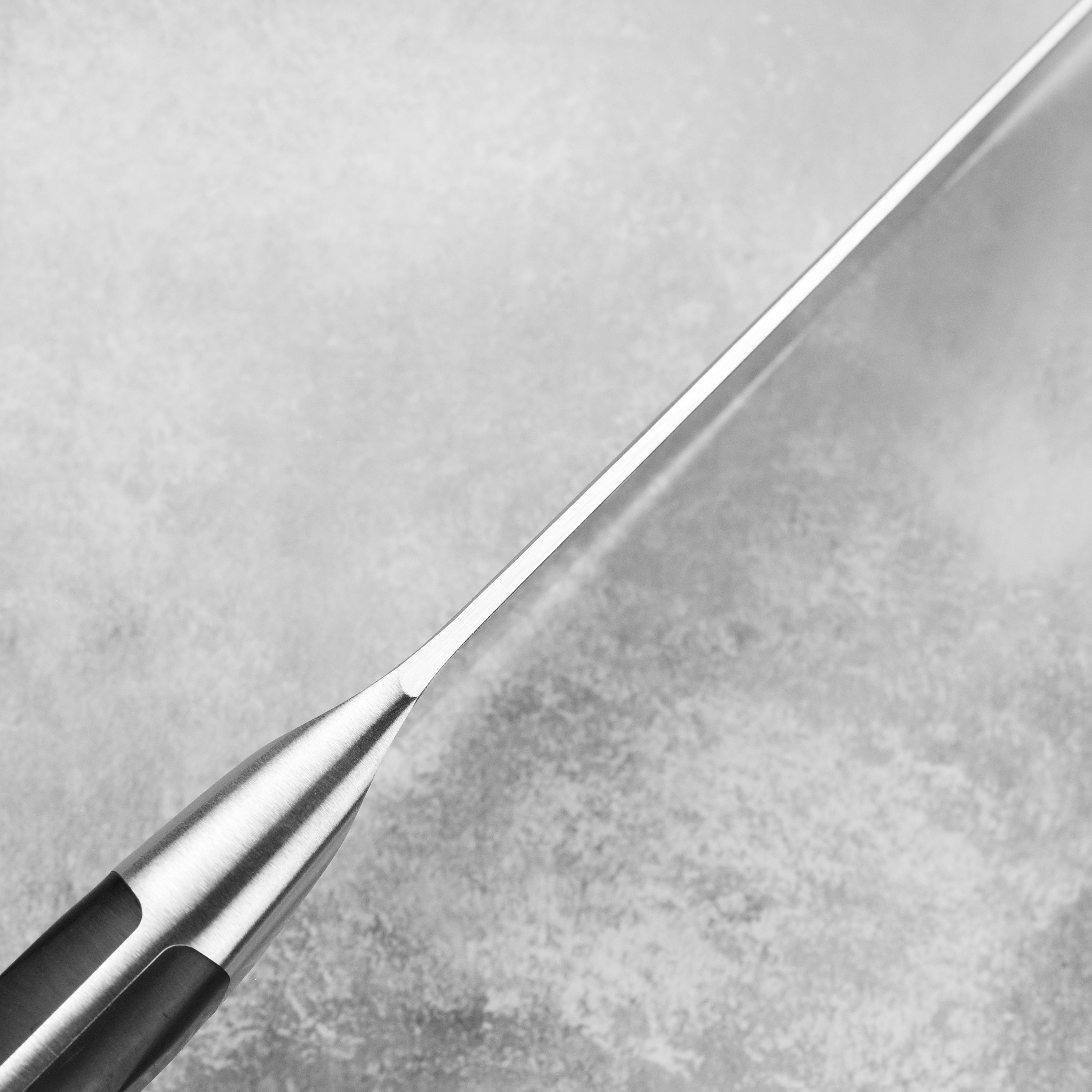Front view of Zwilling Pro magnetic knife set showcasing sleek blades and handles