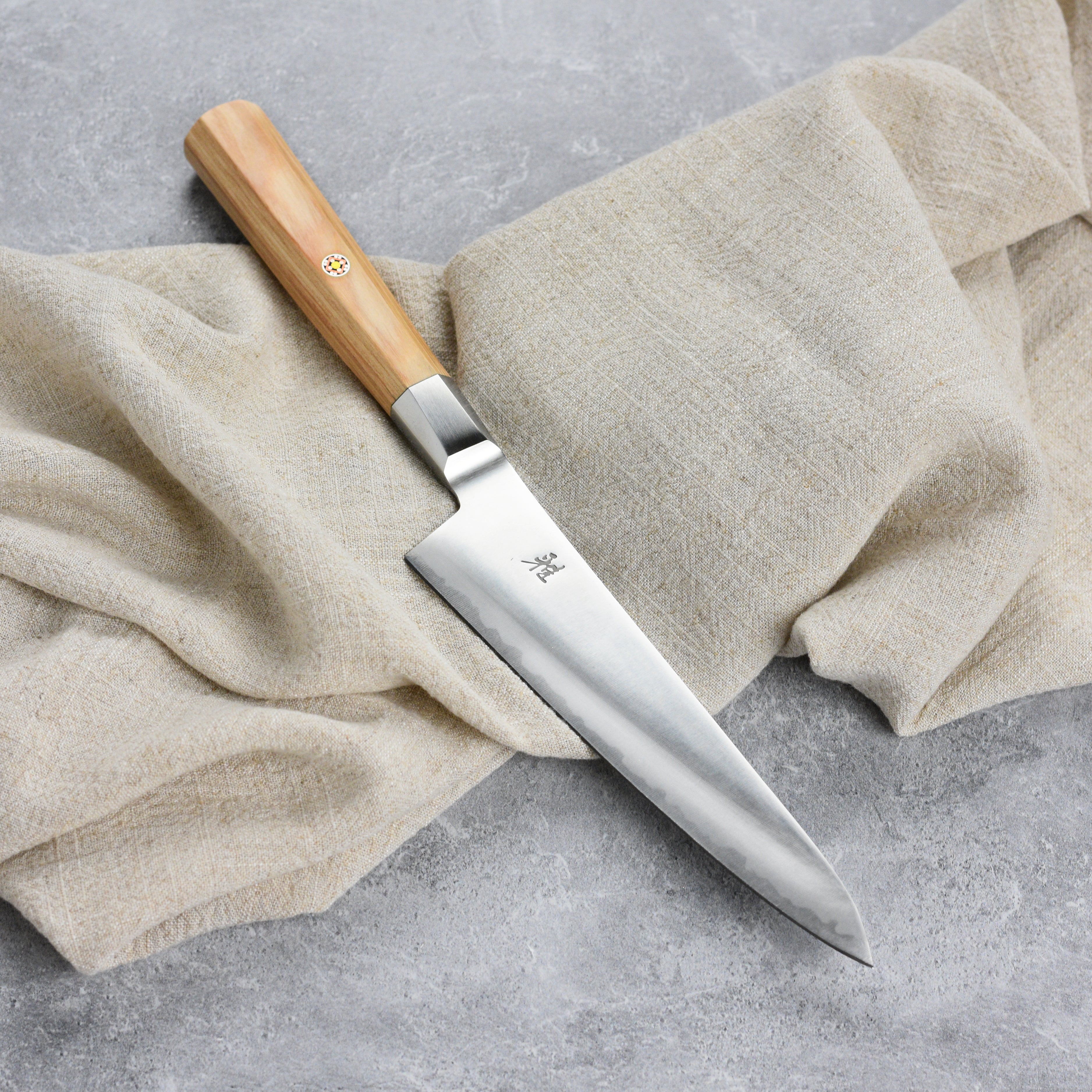 Miyabi Koya 5.5" Prep Knife with a close-up view of the blade and handle