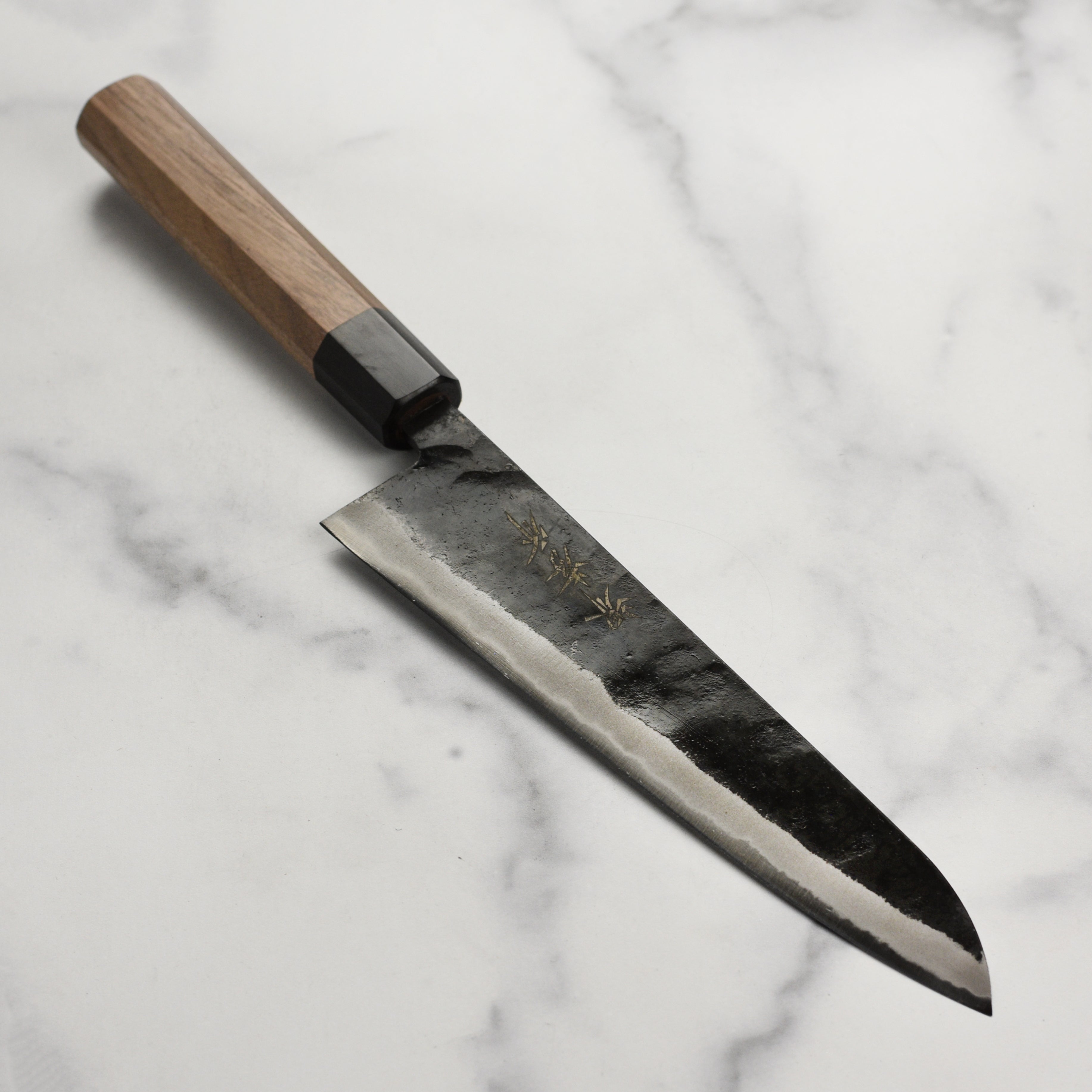 Takayuki Aogami Kurouchi Gyuto Japanese chef knife with carbon steel blade and walnut handle
