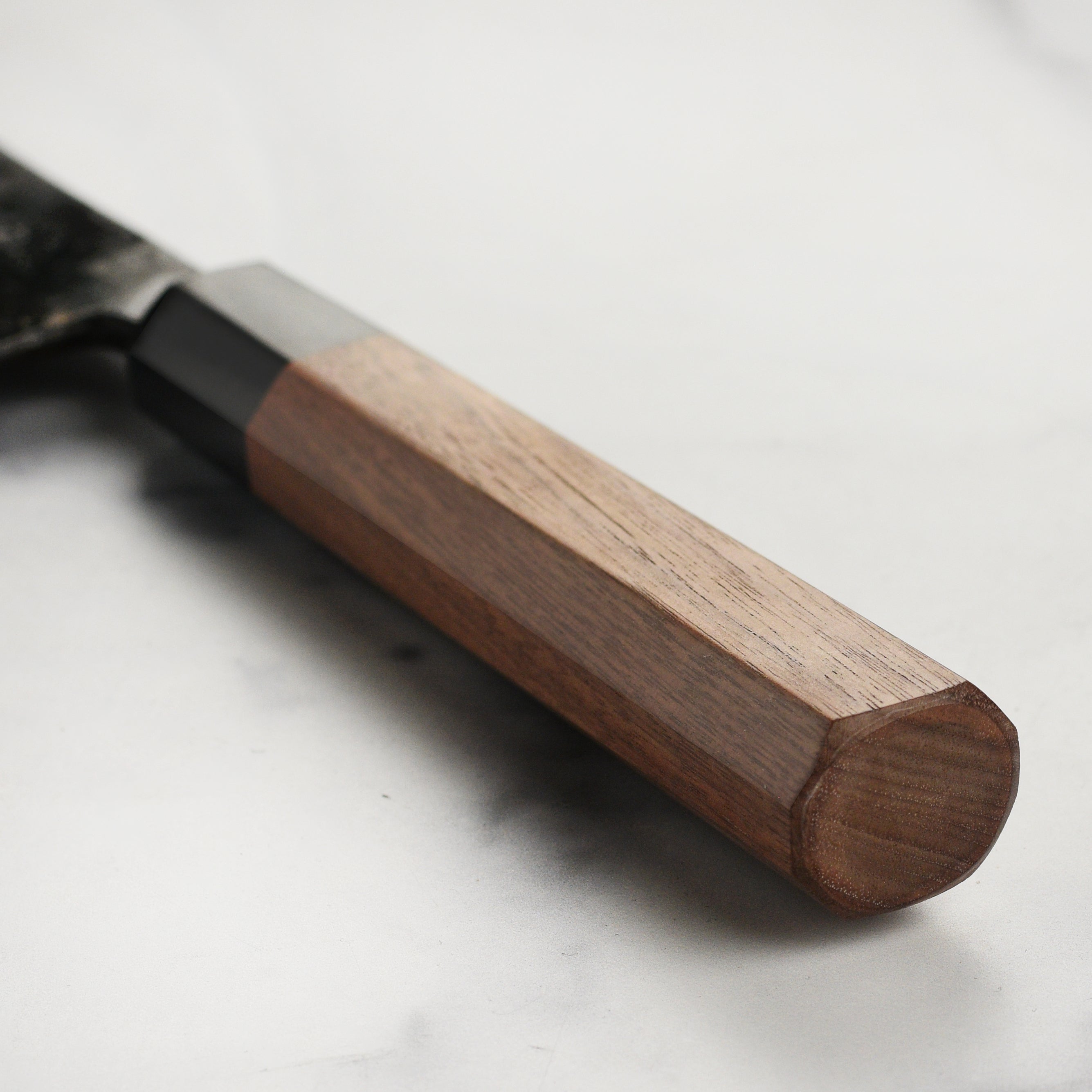 Close-up of the sharp edge of the Takayuki Aogami Gyuto for professional kitchen use