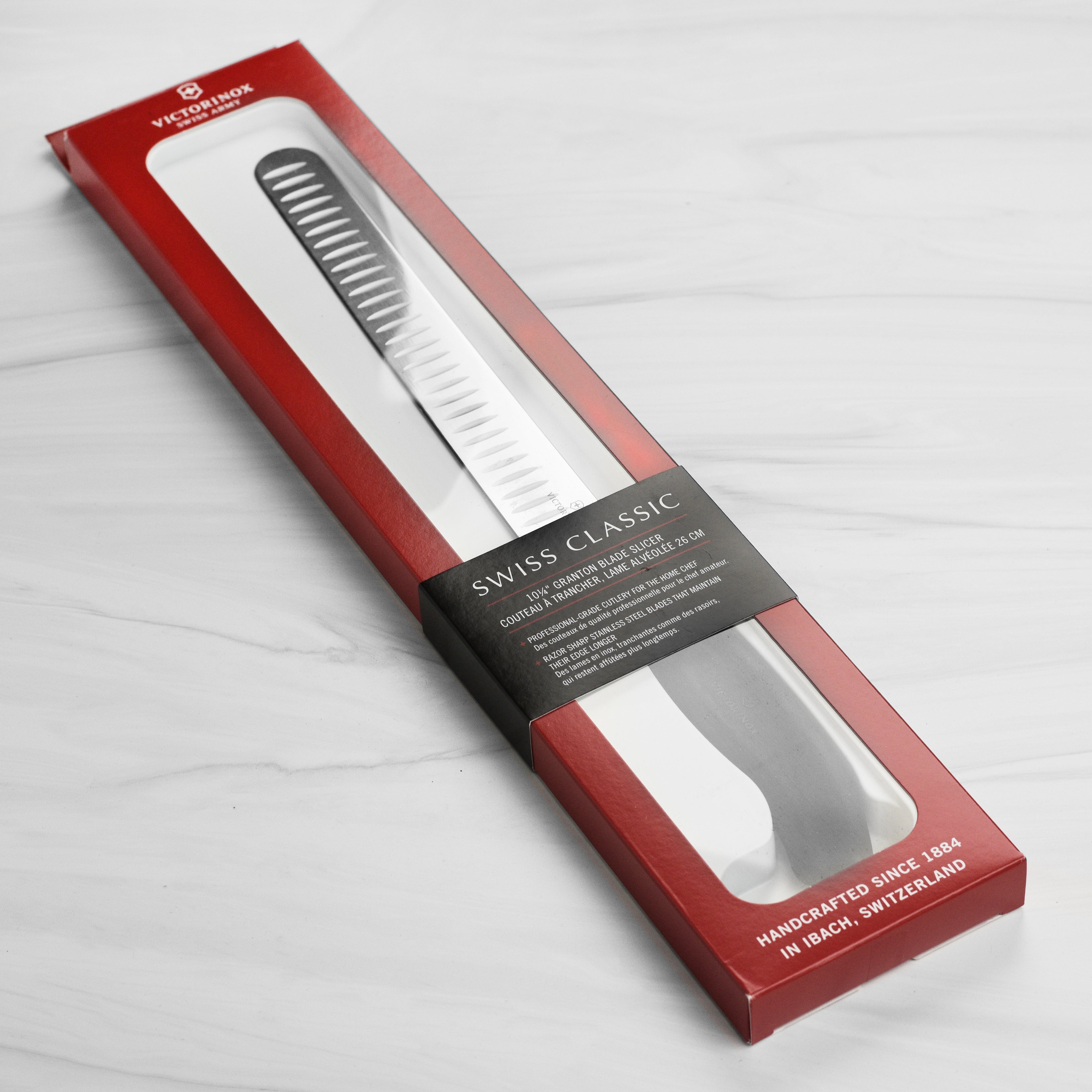 Victorinox Swiss Classic slicing knife blade close-up for precise cutting