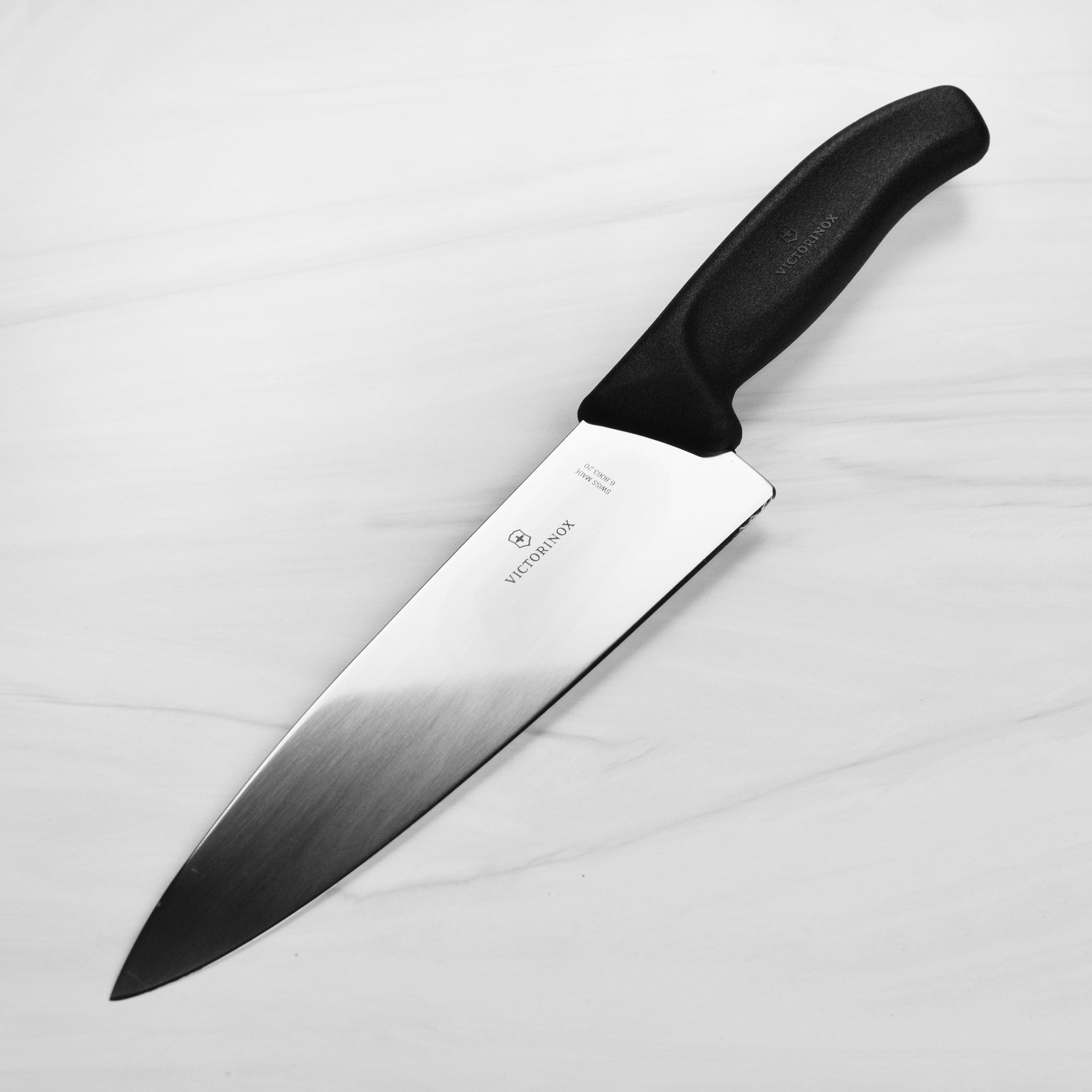 Swiss Precision 8-Inch Chef's Knife showcasing its high-carbon stainless steel blade.