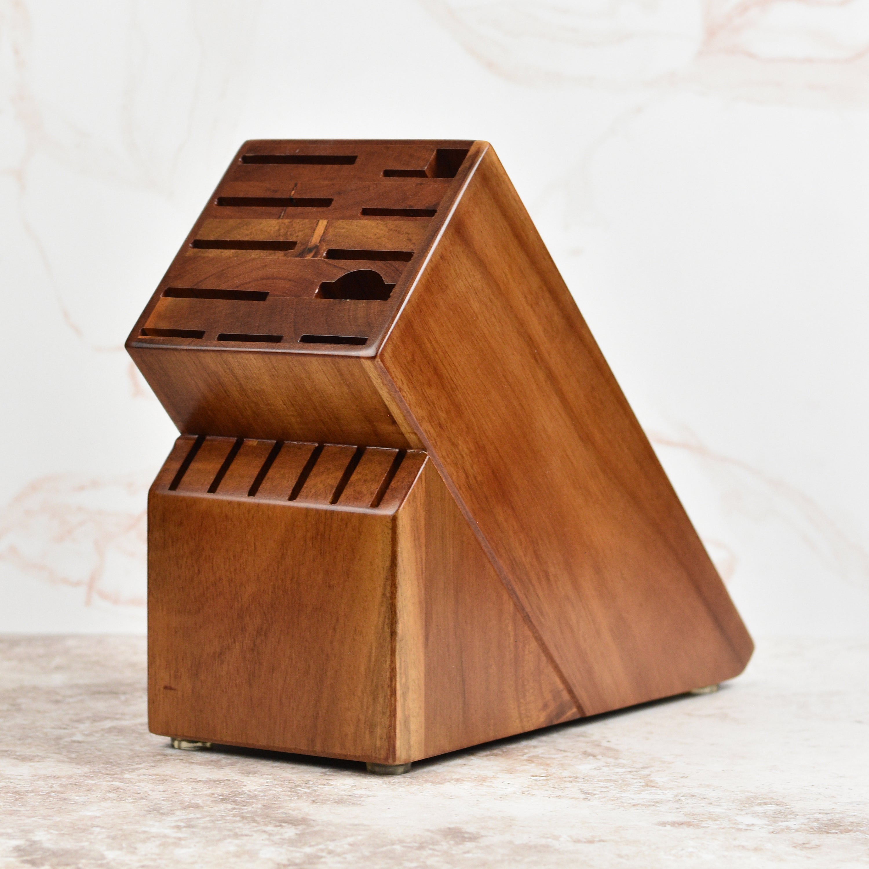 Premium Damascus chef knife block set showcasing the beautiful hammered finish and elegant design.