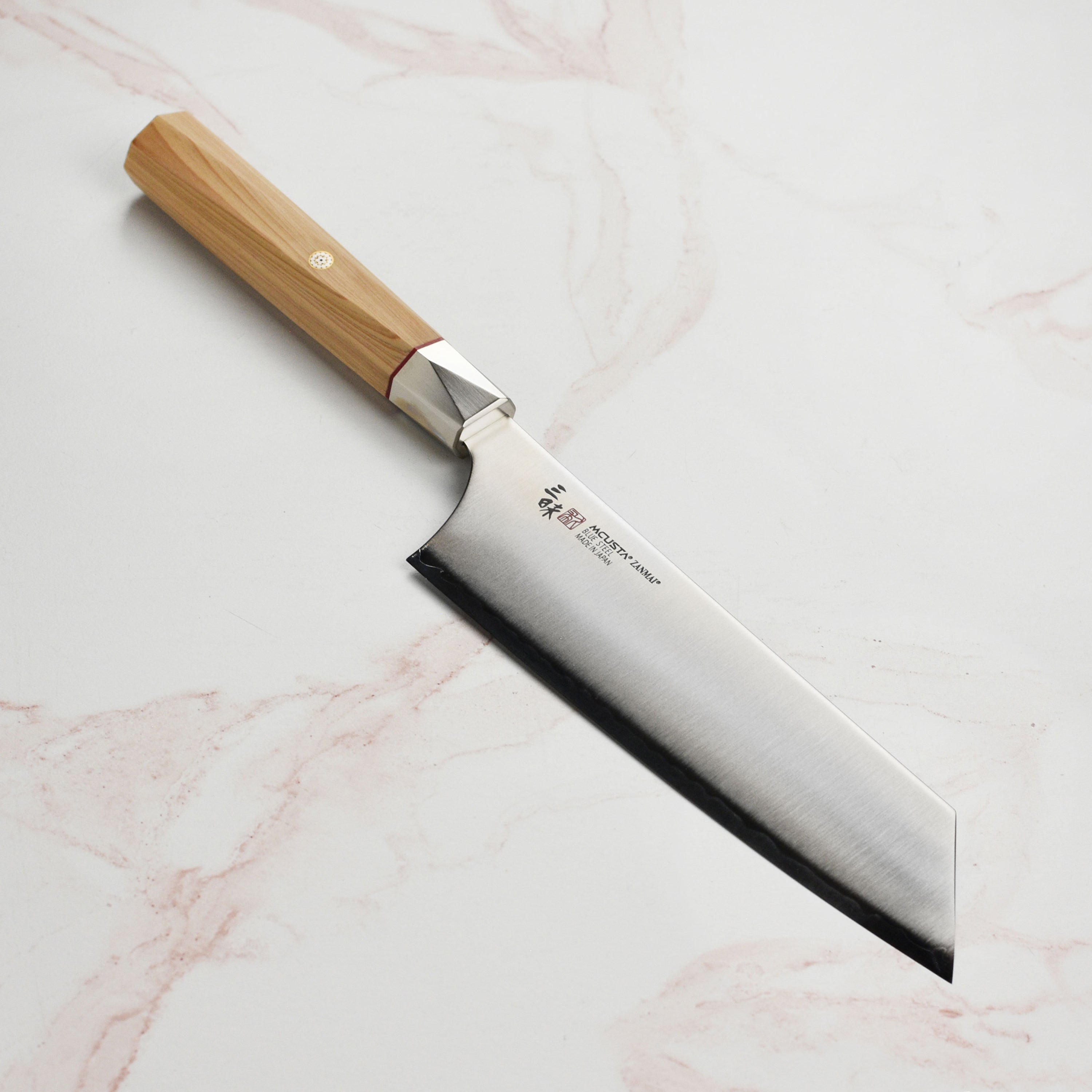 Zanmai Beyond Aogami Super 7-inch Bunka knife with detailed blade and handle