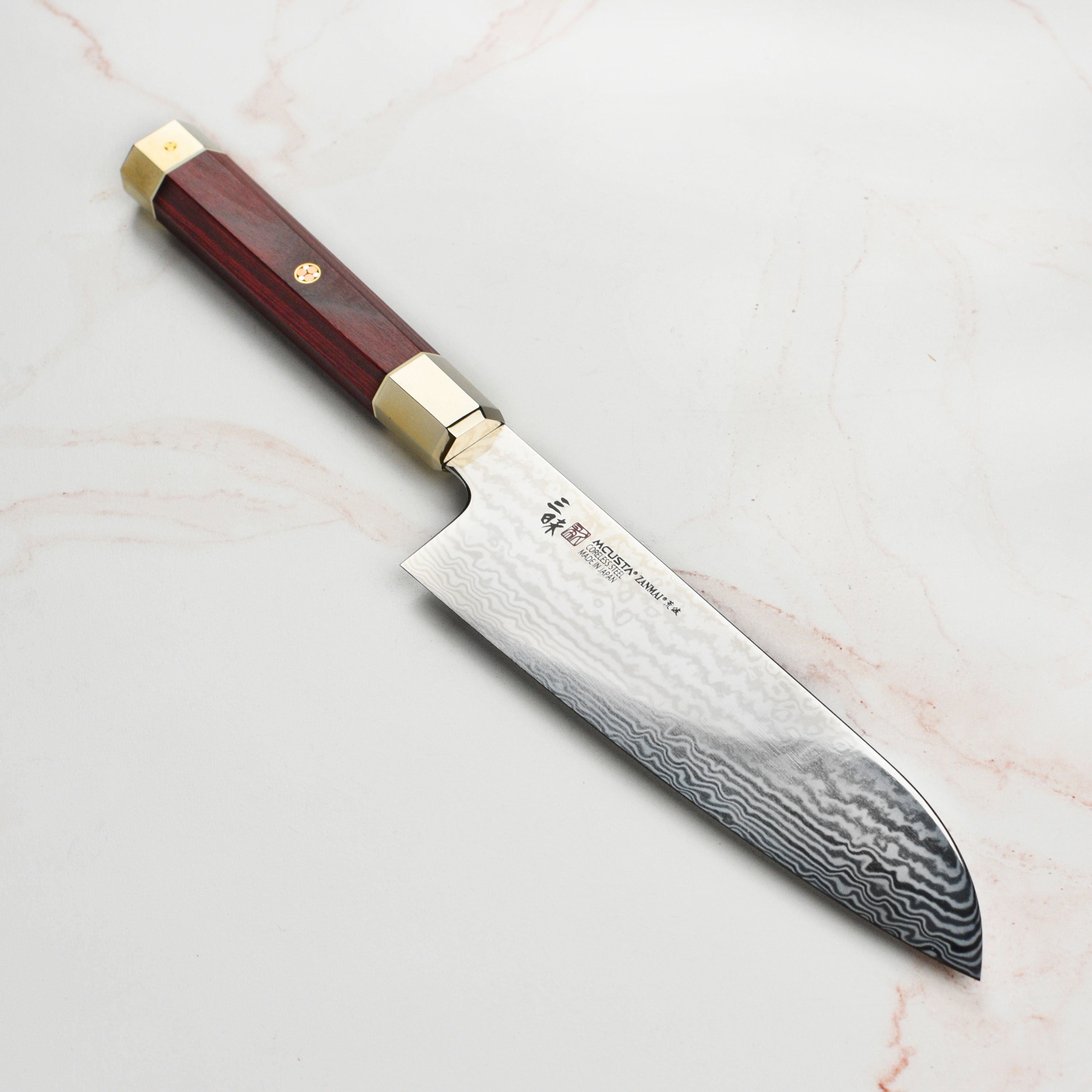 Zanmai Ultimate Aranami 7-inch Japanese Santoku knife with detailed blade pattern