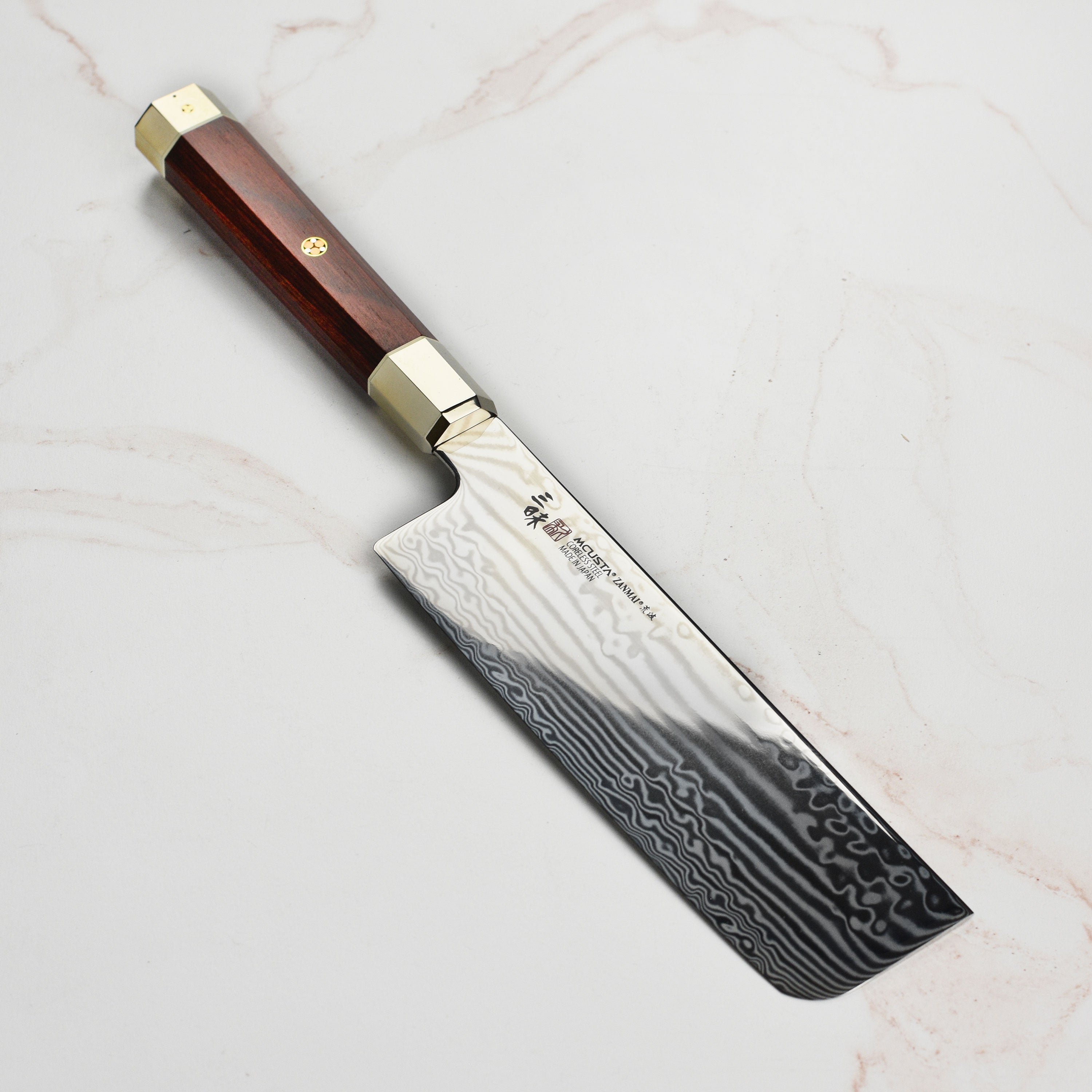 Zanmai Aranami 6.5-inch Nakiri knife with wave pattern blade for precise slicing