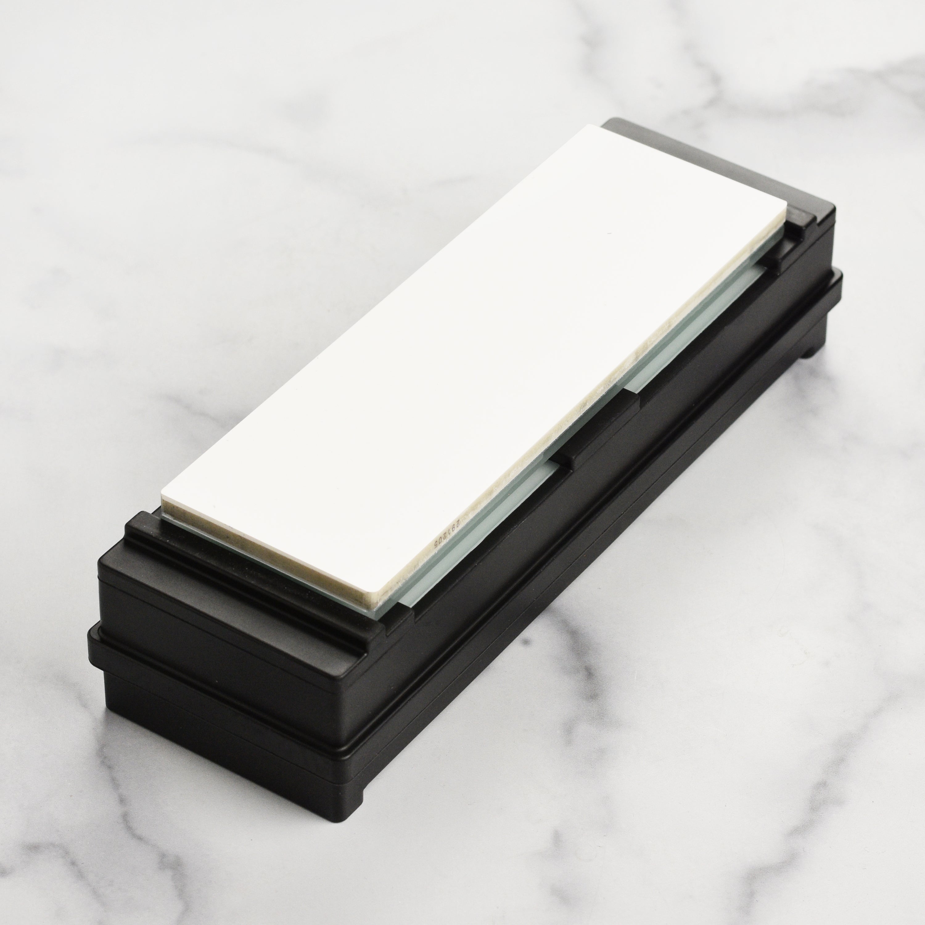 Side profile of the sharpening stone stand with Shapton Glass Stone in use