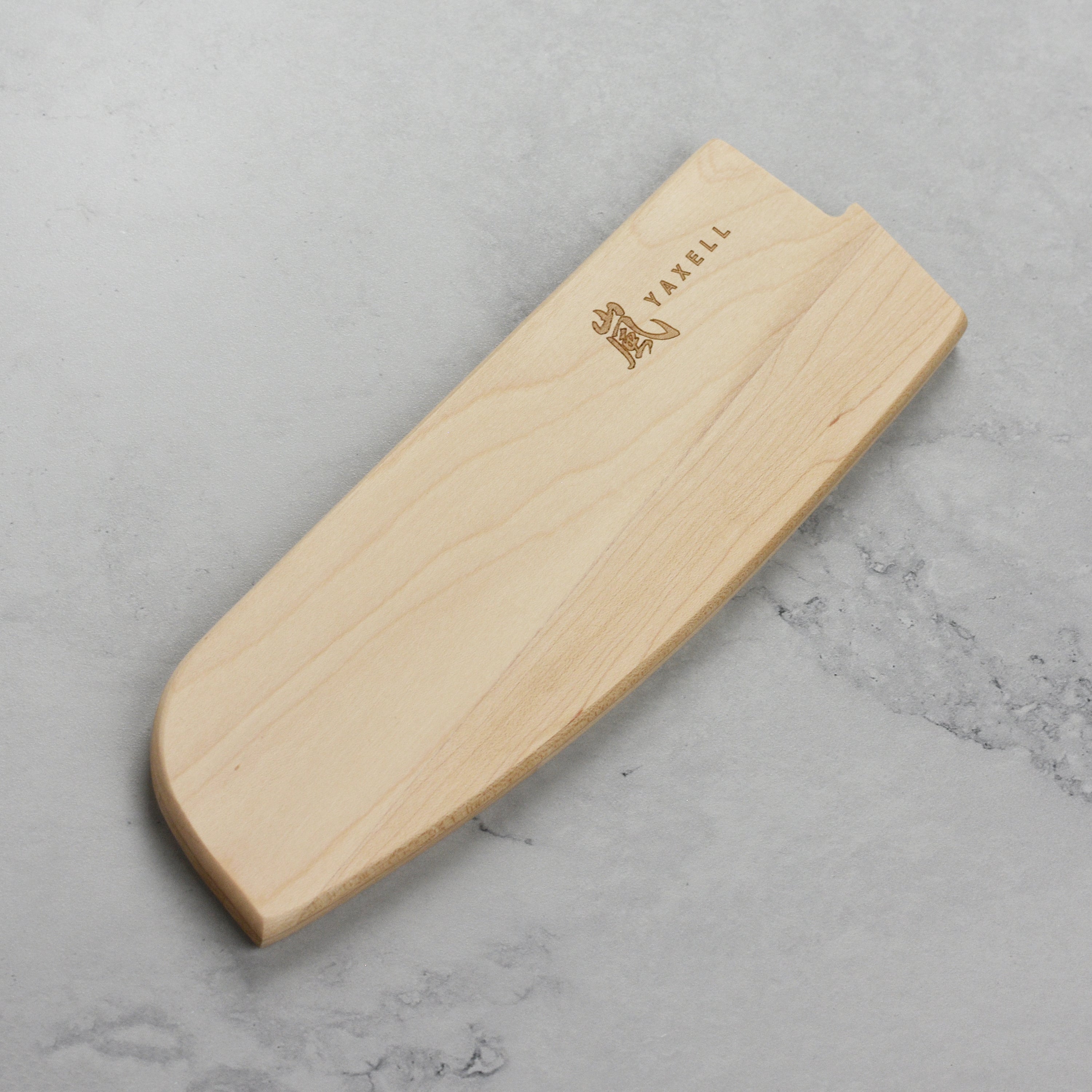 Side view of Yaxell Premium Magnetic Knife Sheath showcasing its beechwood finish.