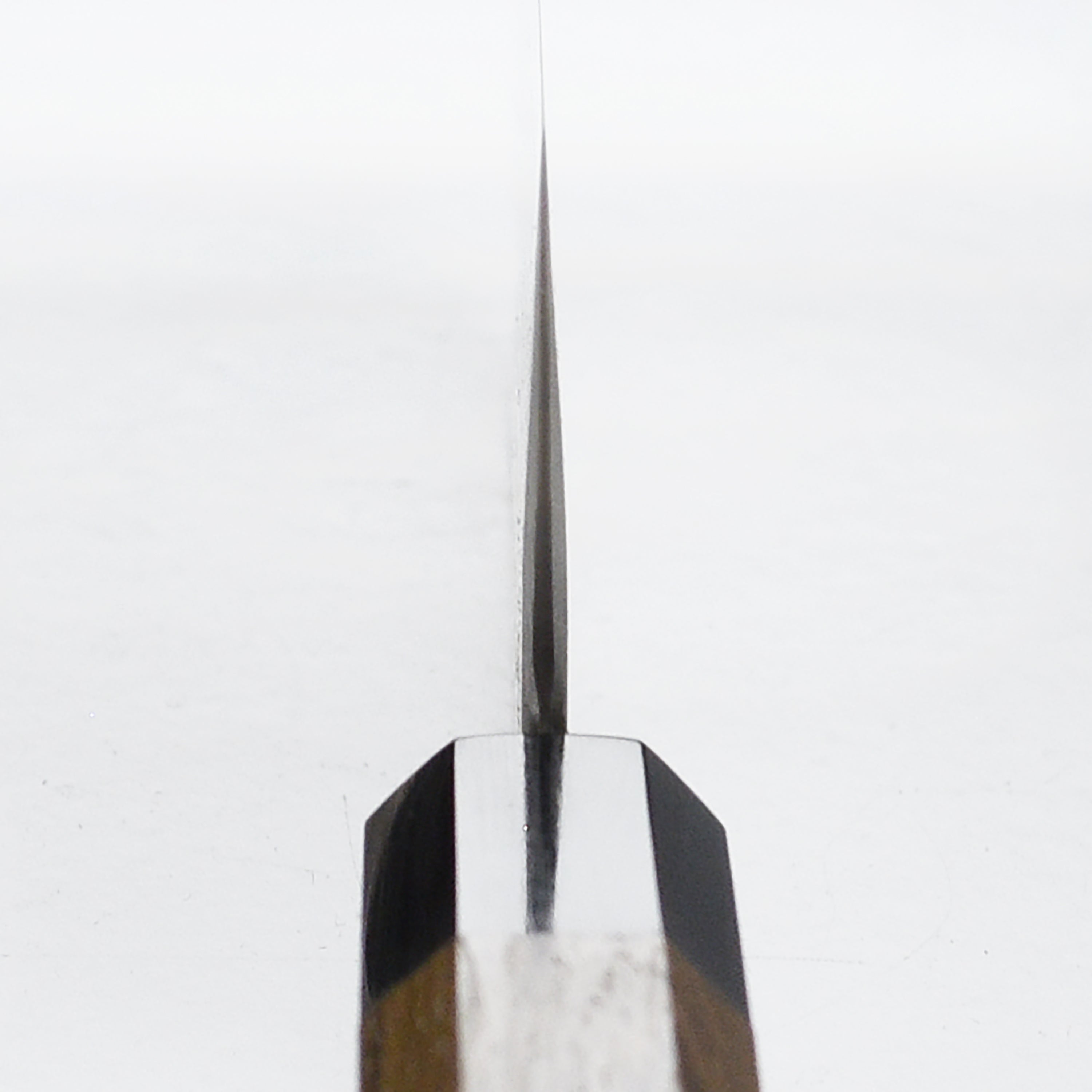 Close-up of the Ginsan steel blade showcasing craftsmanship and damascus pattern