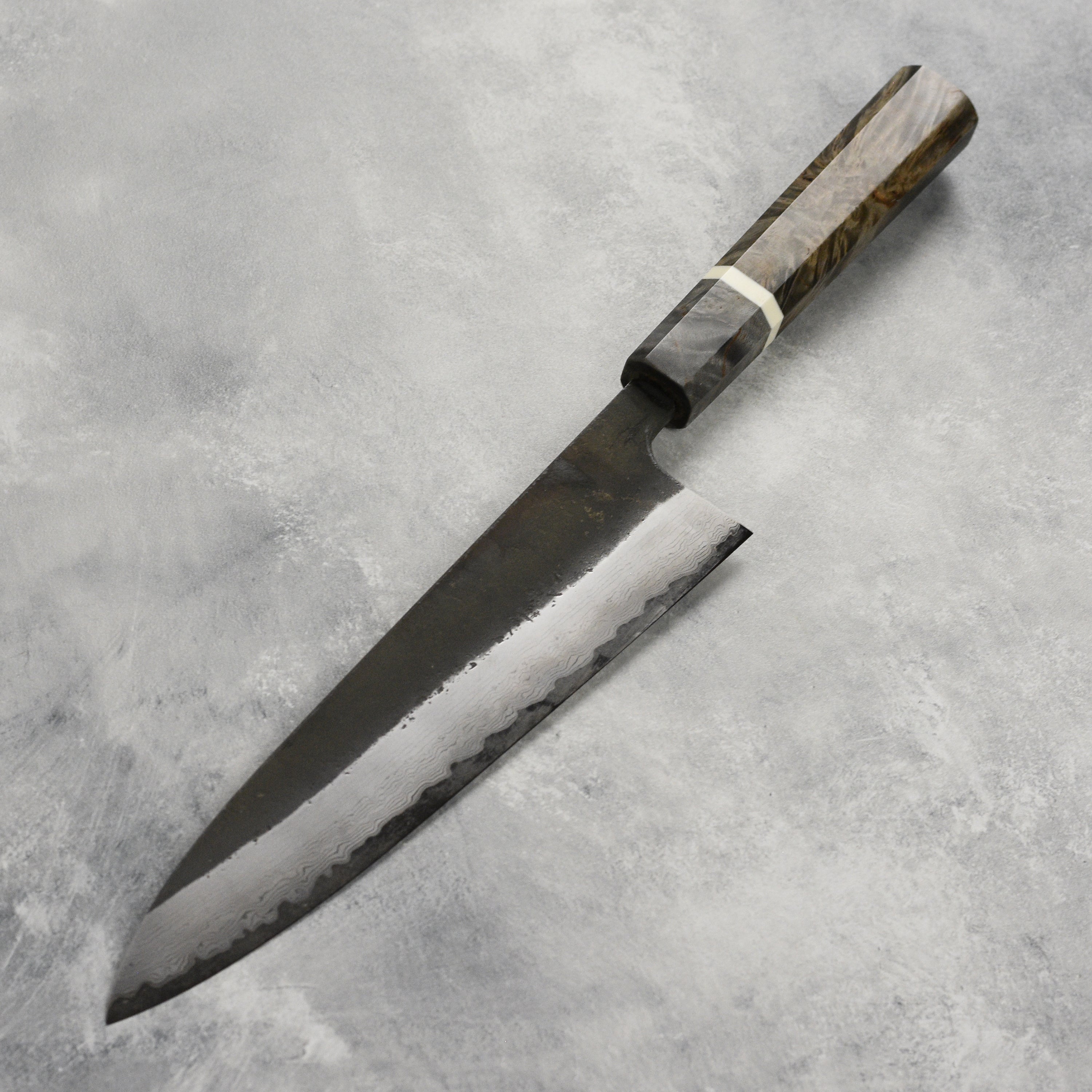 Elegant Display of Hatsukokoro Shinkiro Aogami Super Gyuto Knife