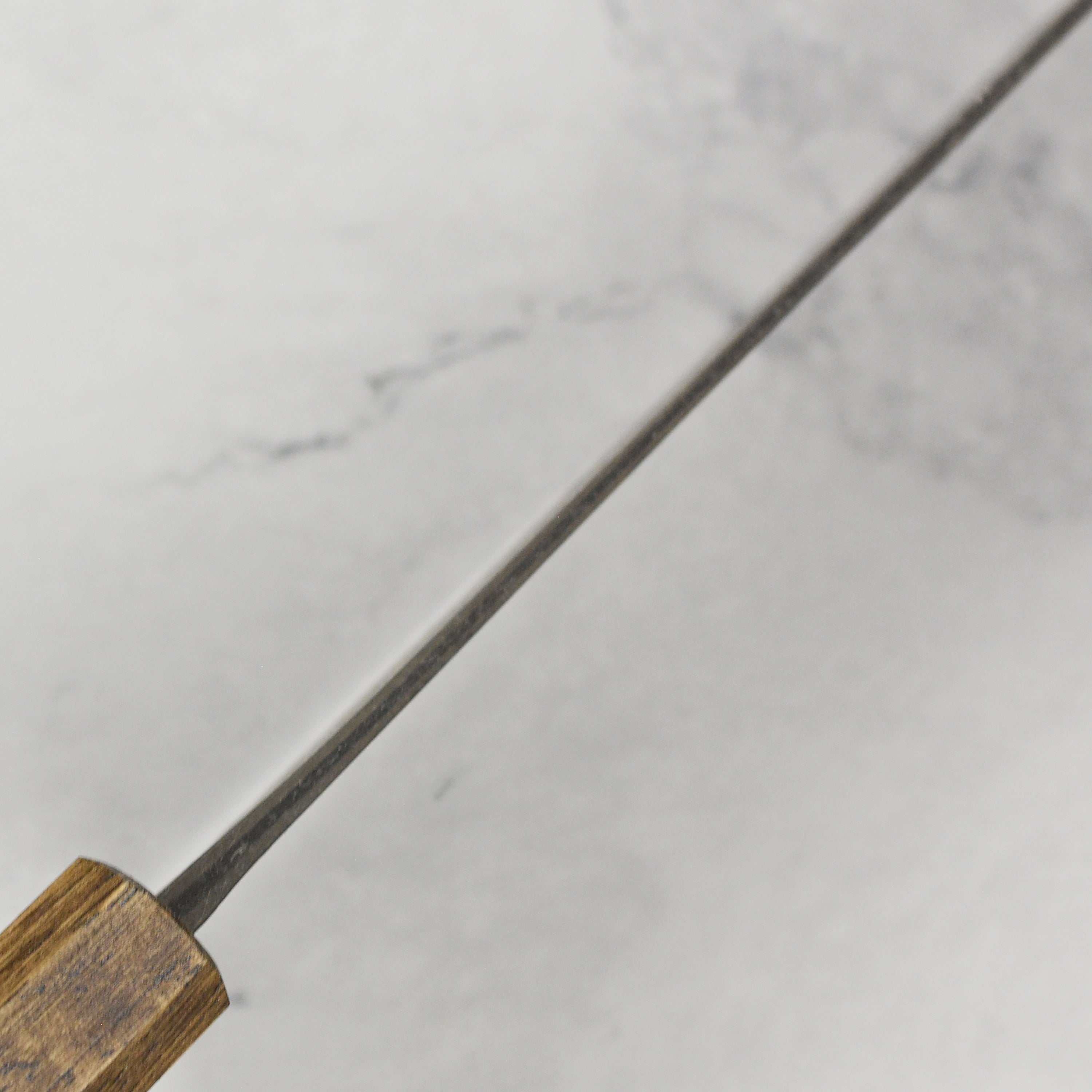 Top view of the 6.5-inch stainless steel Nakiri knife highlighting its sharp edge