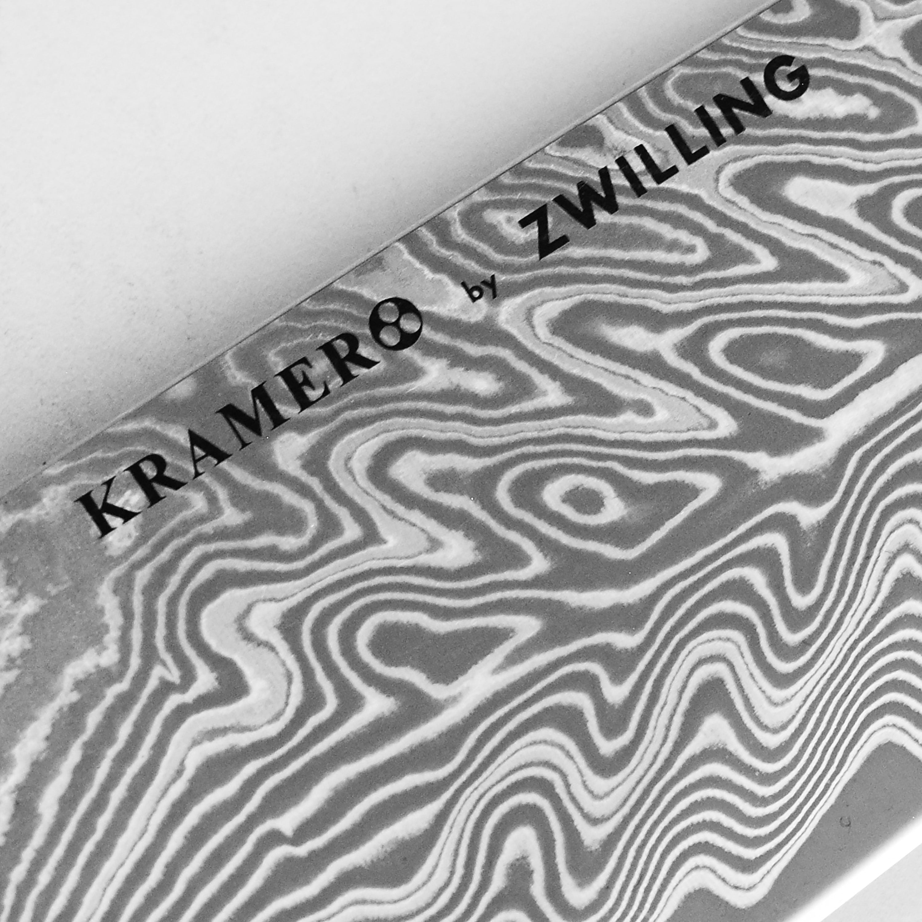Close-up of the 101-layer blade with Damascus pattern on Japanese chef knife