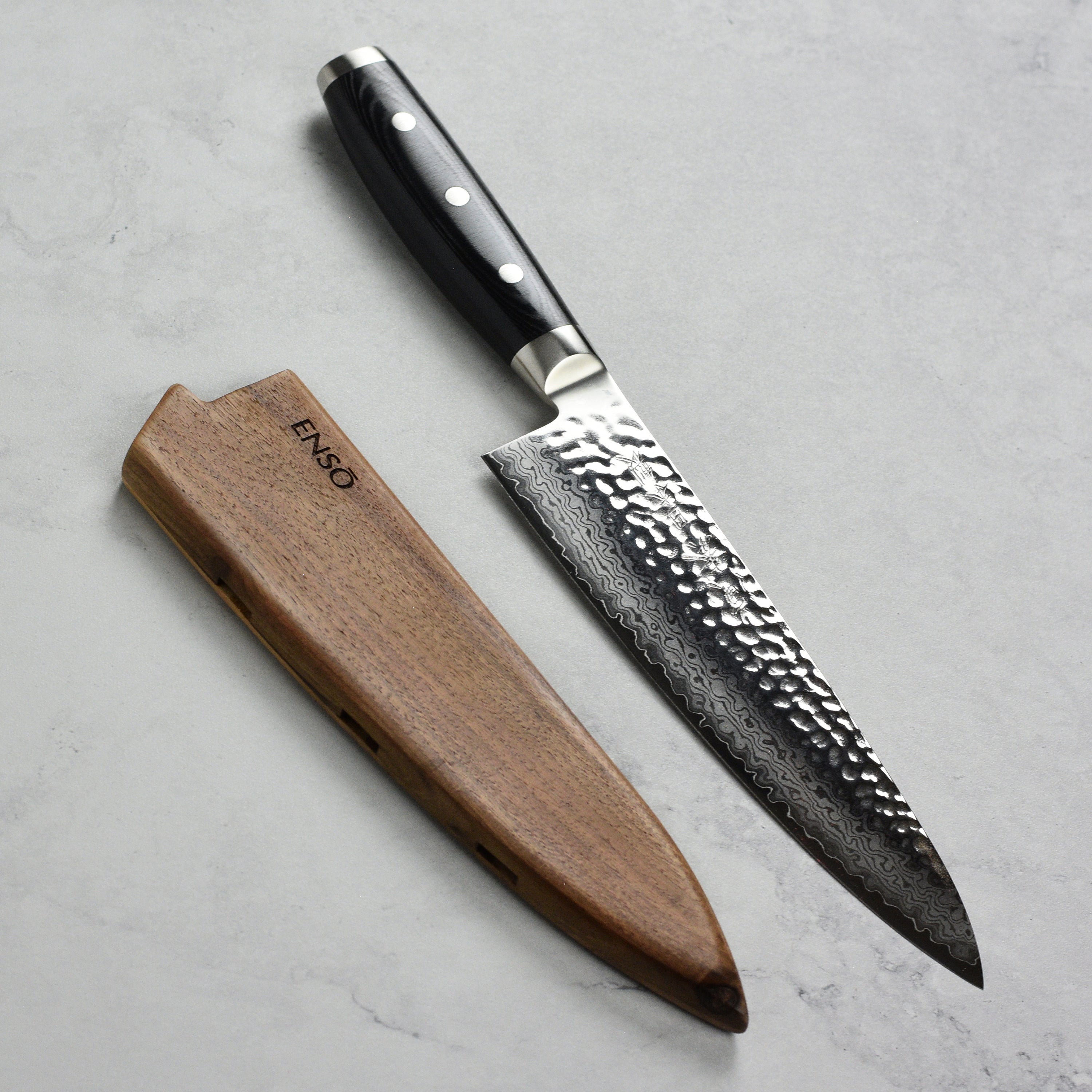 Walnut magnetic sheath for 8 inch chef knife showcasing elegant design and strong magnetic hold.