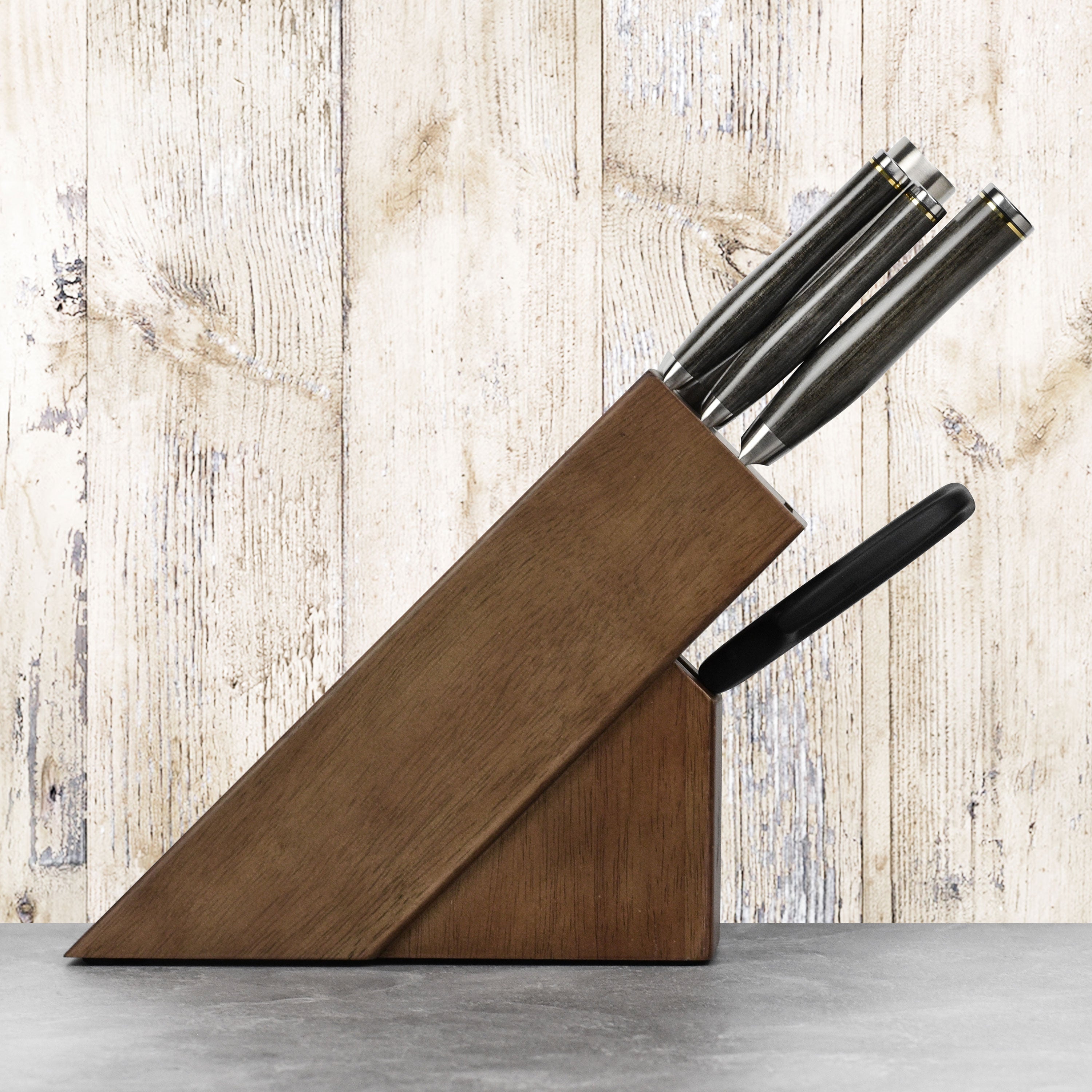 Shun Premier 6-piece set displayed on a kitchen counter with fresh ingredients, ideal for affordable home cooking