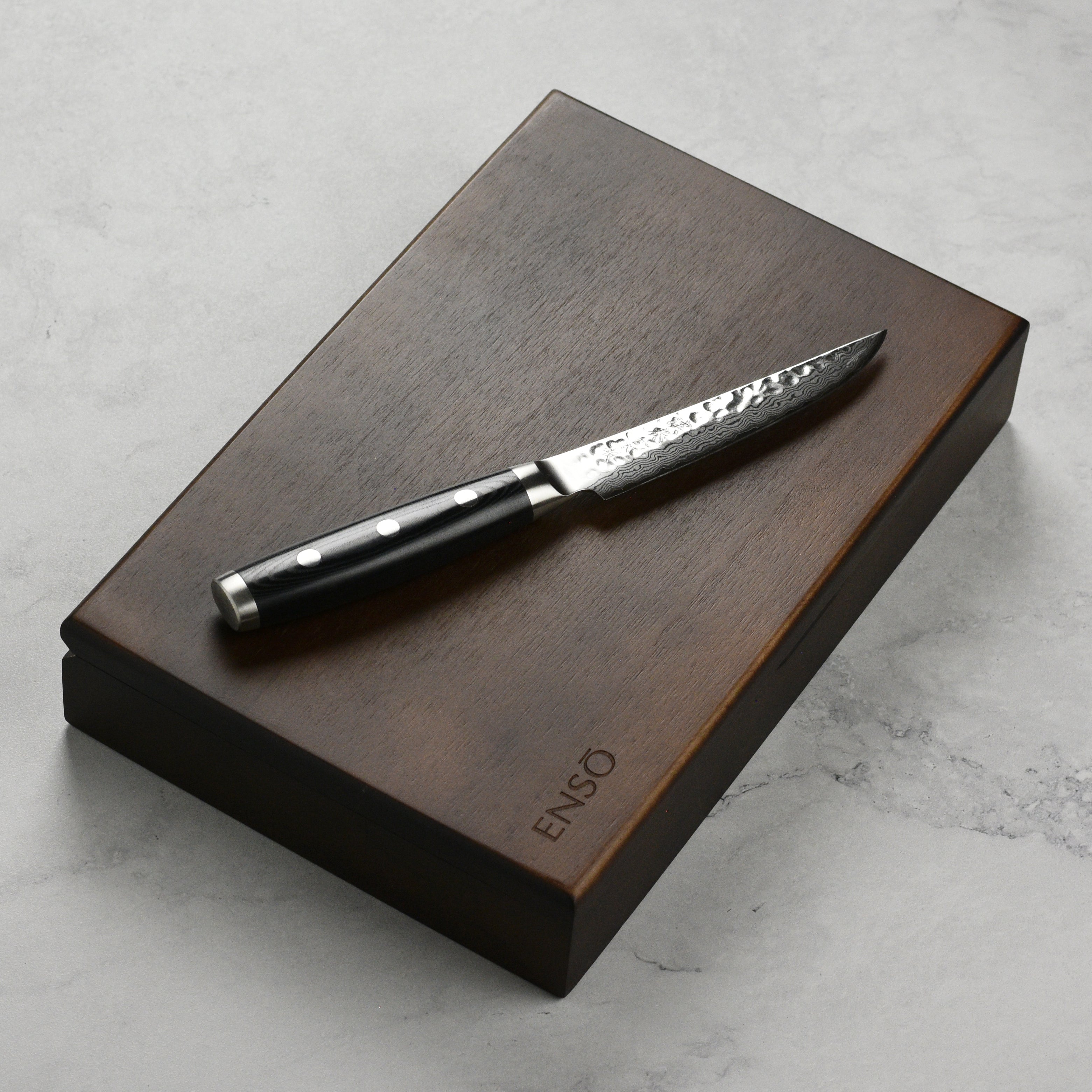 Japanese premium steak knife set with case, ideal for home chefs