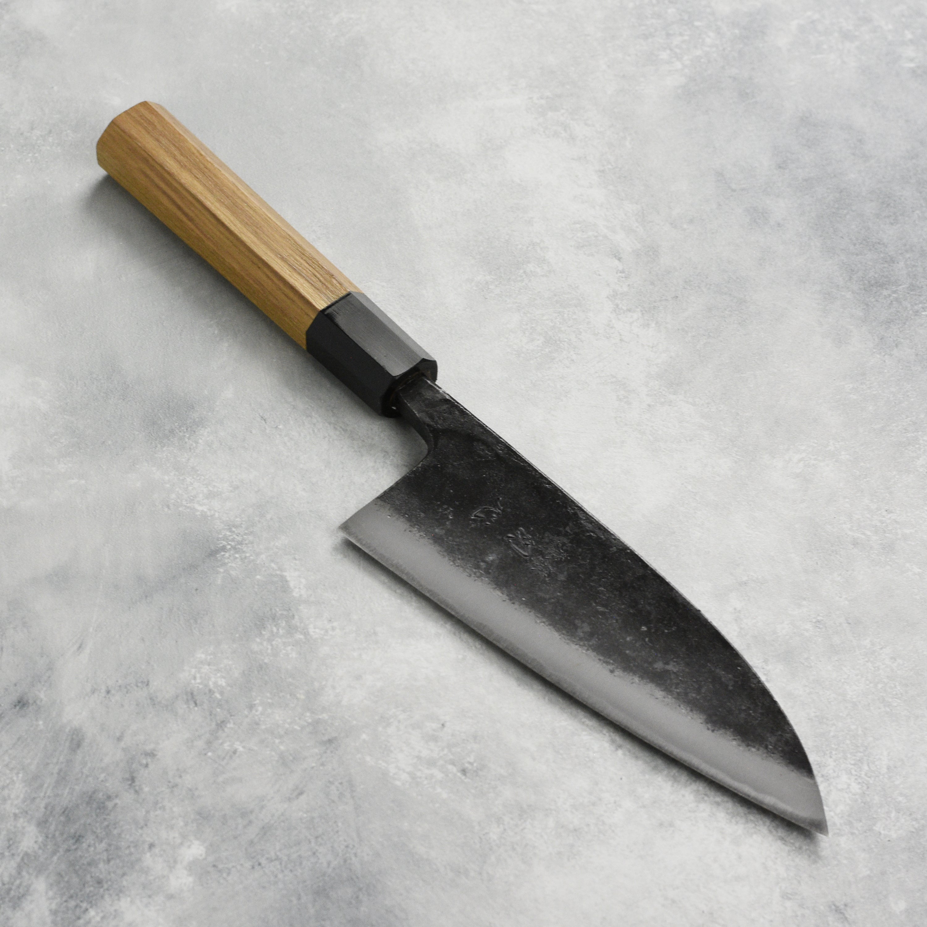 Hatsukokoro Kurokaze Aogami chef's knife with Kurouchi finish, ideal for professional chefs