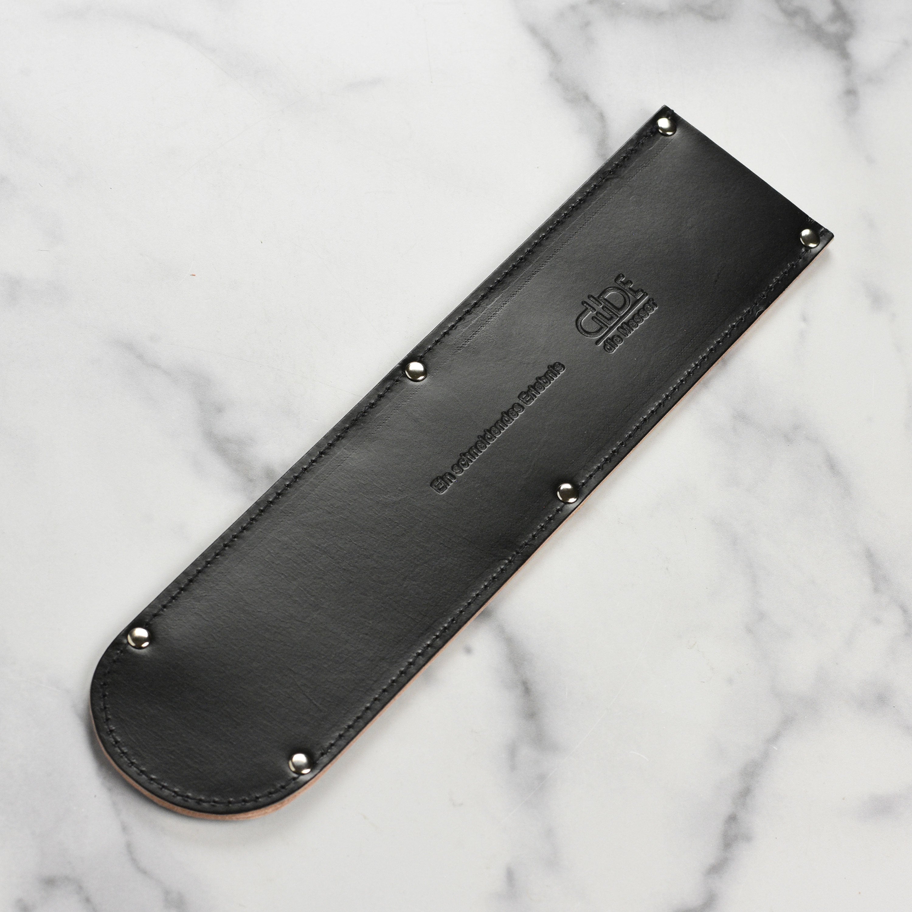 Side view of the premium leather sheath for 12.6