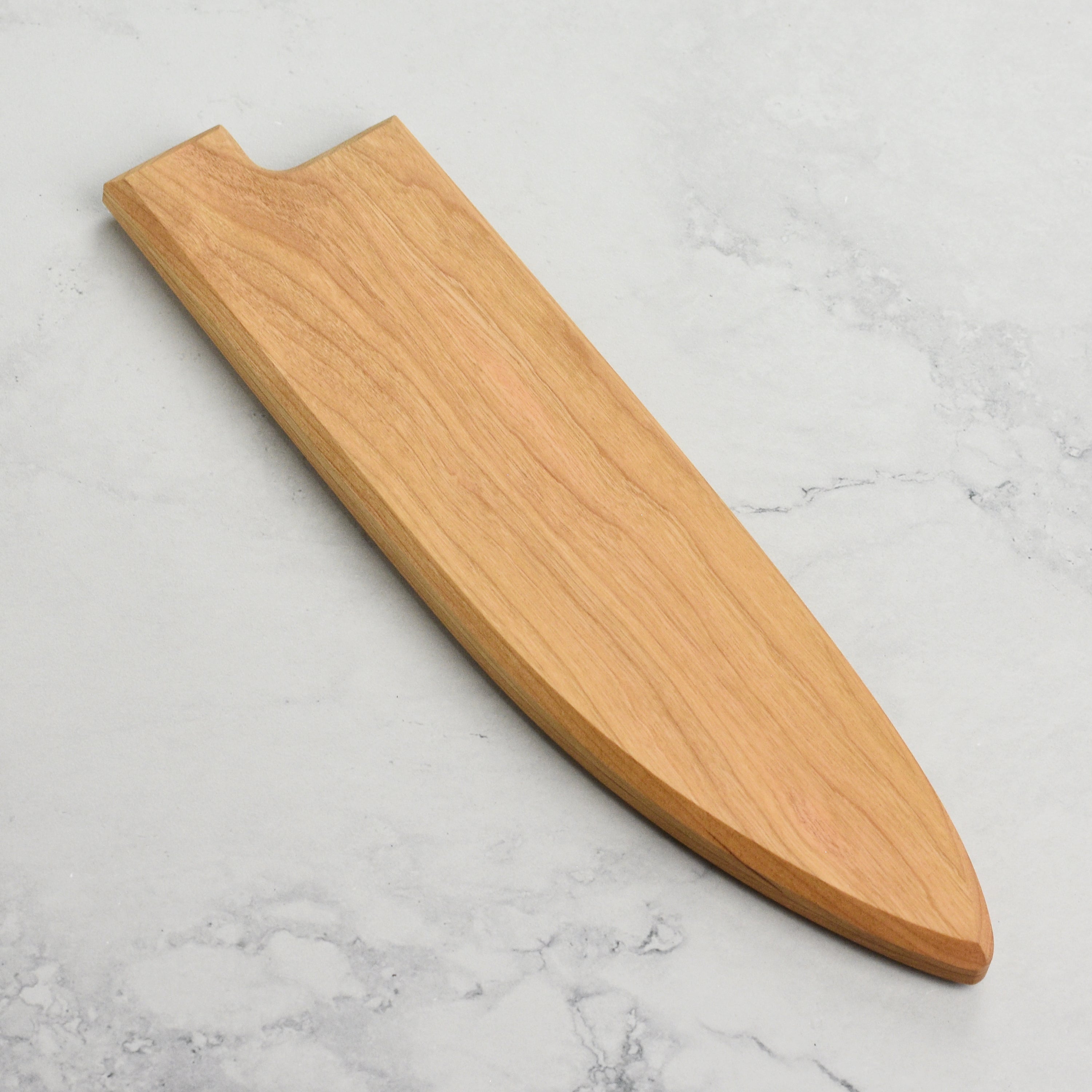 Premium magnetic saya for 8-inch chef's knives, showing the embedded magnets and cherry wood finish.