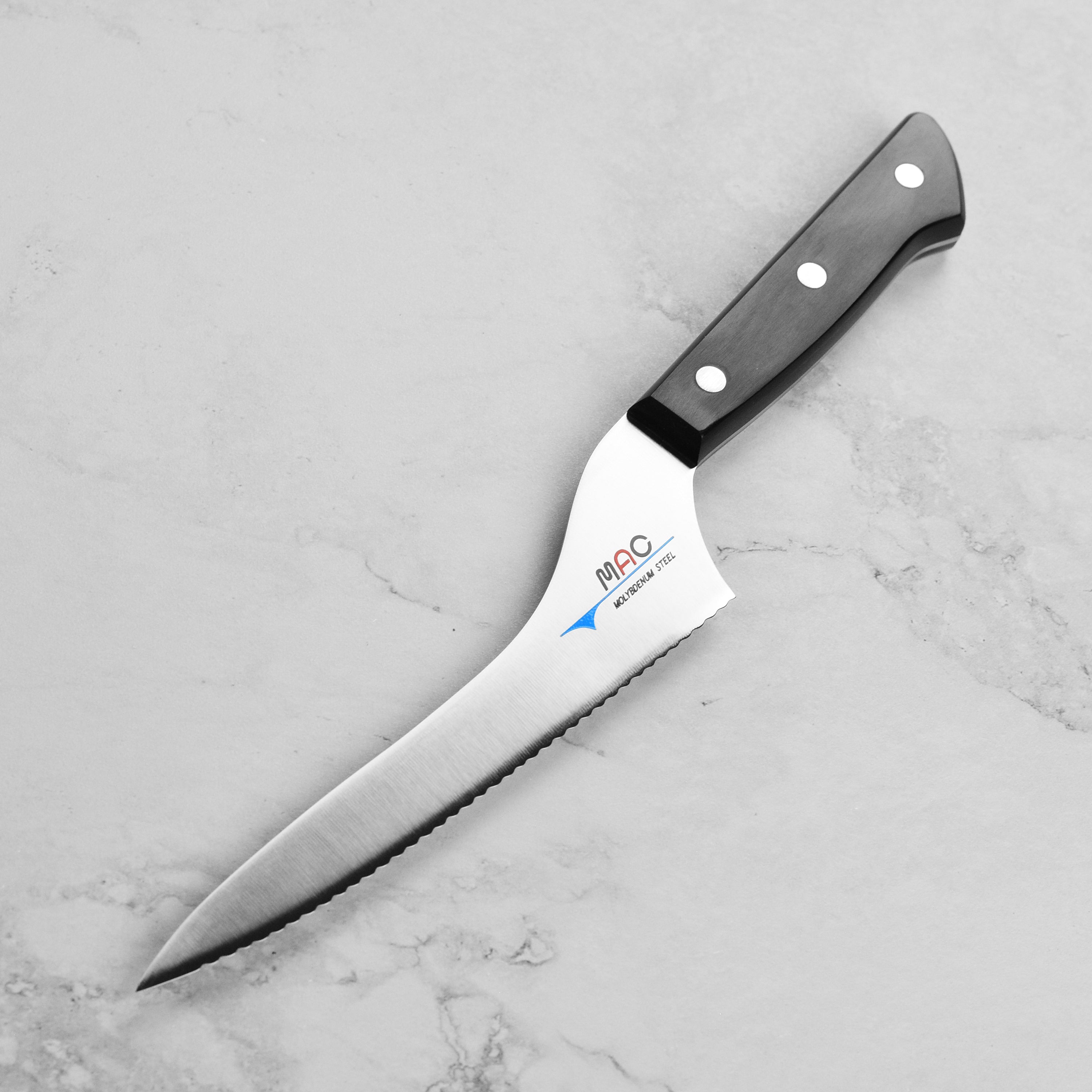 Offset bread knife slicing bread with precision and ease