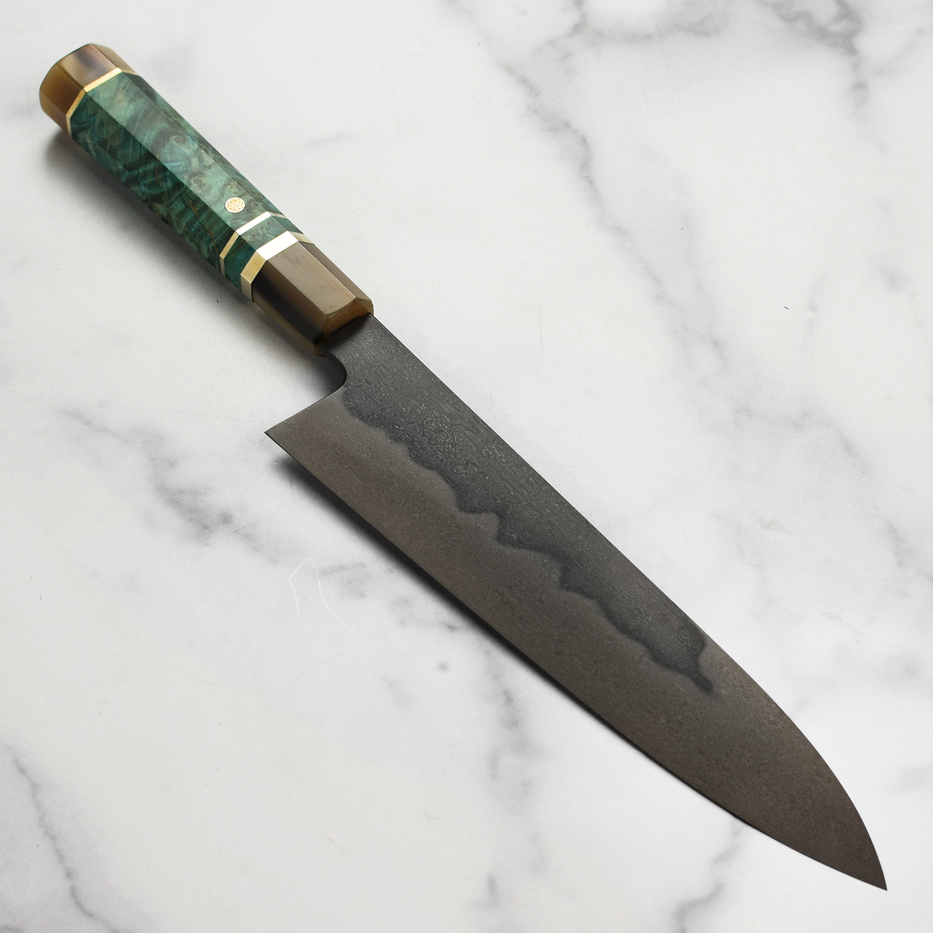 Shoichi Hashimoto Honyaki Gyuto knife with wooden handle for precision cutting