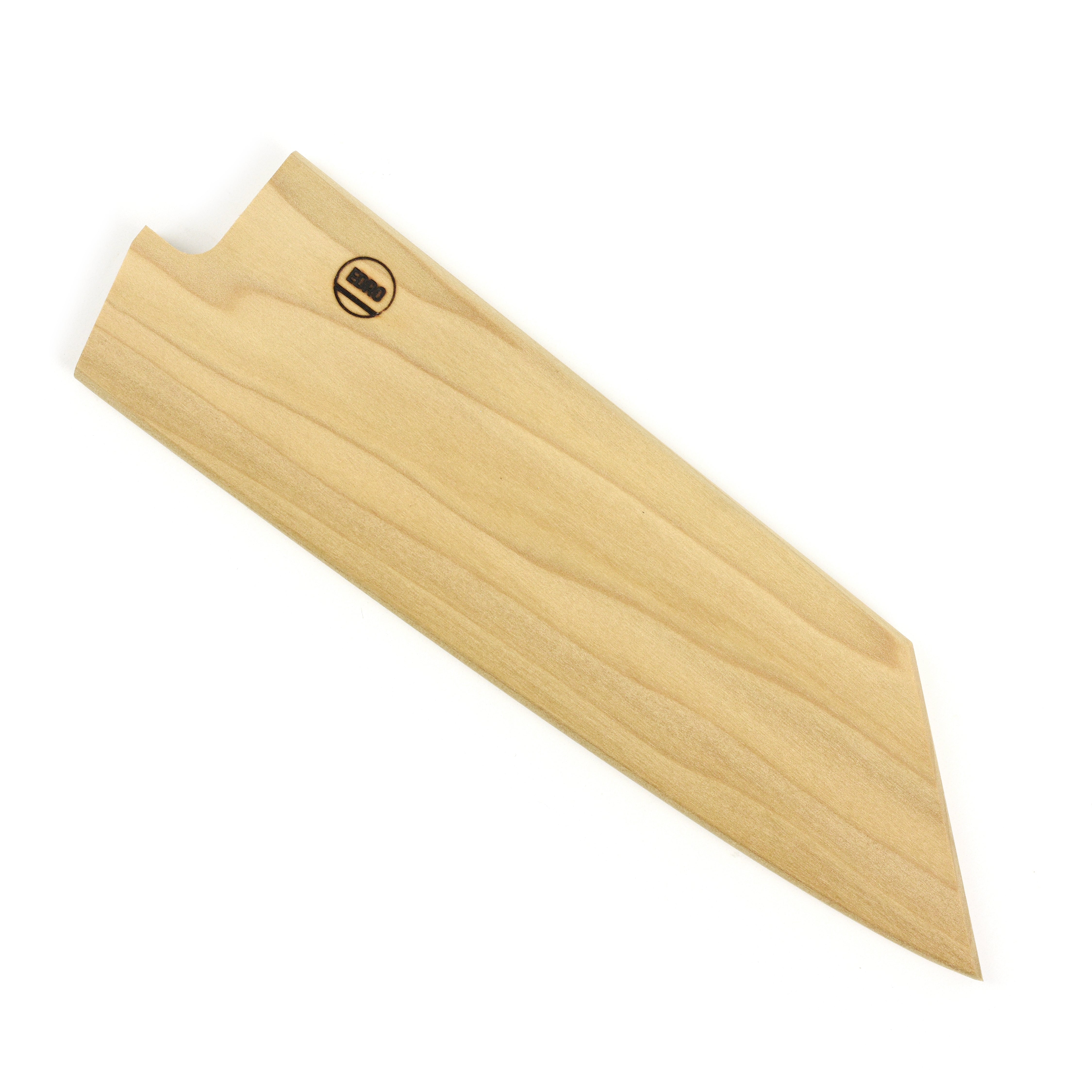 Top-down view of magnetic saya showing fit for 7-inch Bunka blade