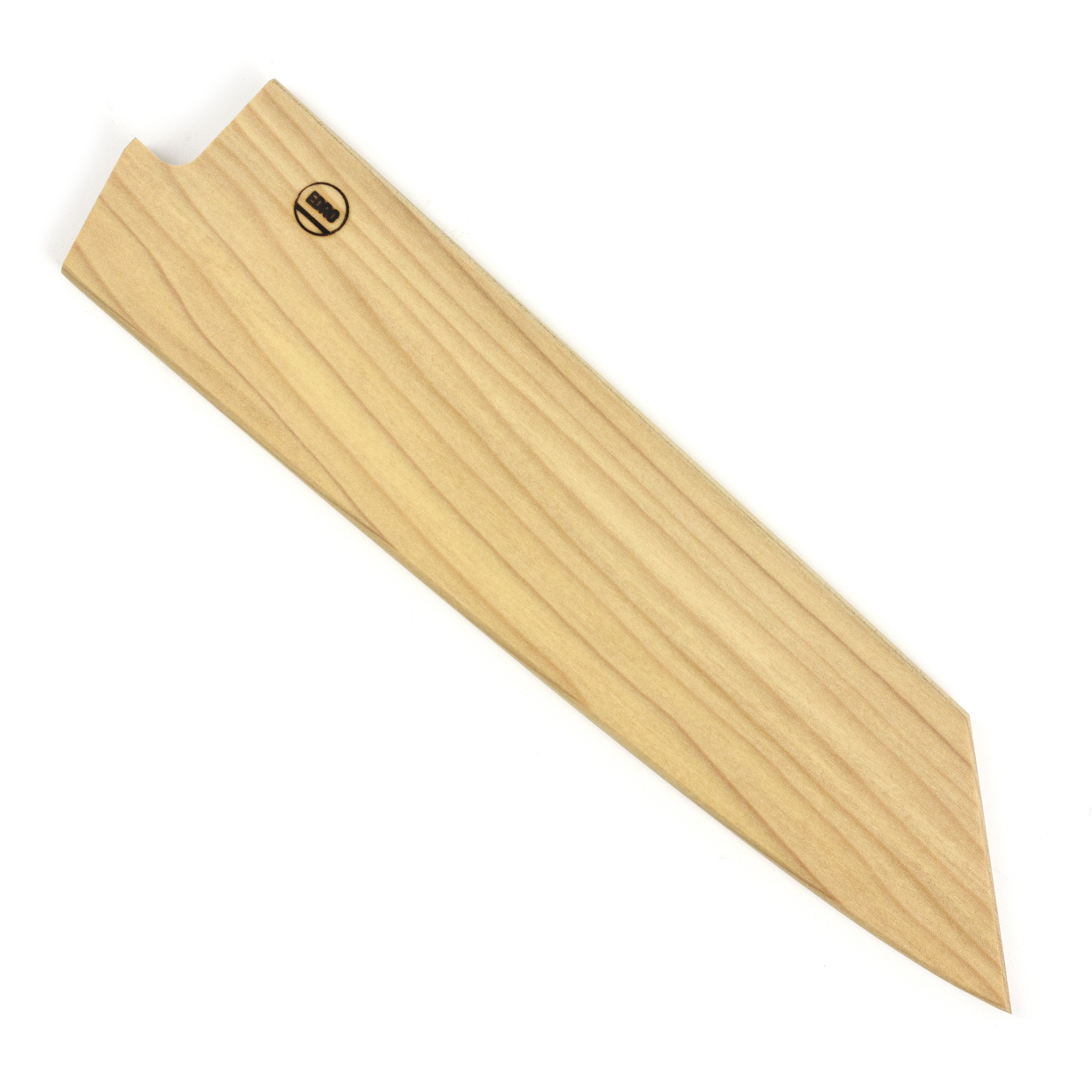Top view of EdroShield magnetic knife holder showcasing poplar wood texture and blade slot