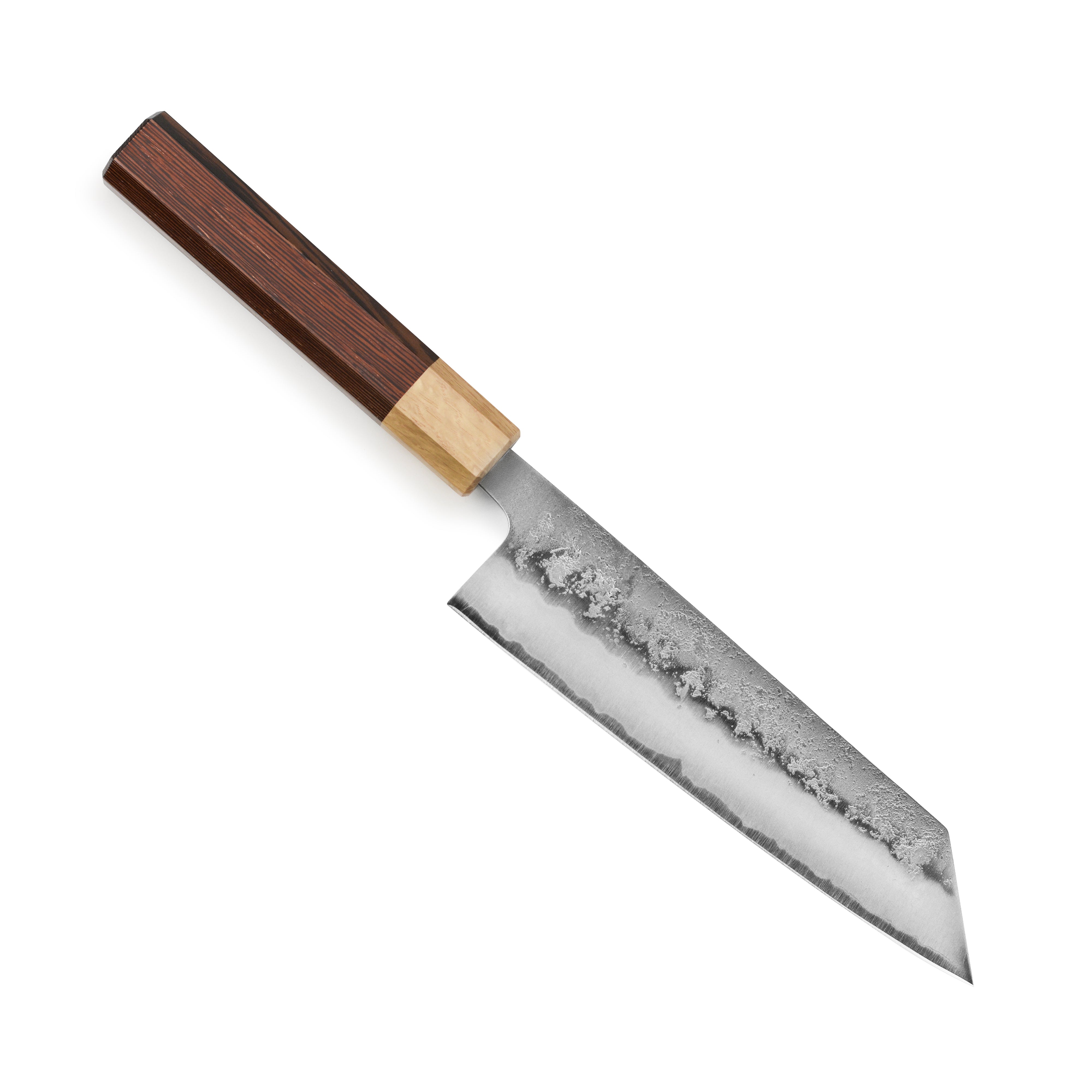 Close-up of the Enso Ginsan 6.7" Bunka knife showing the sharp blade and elegant handle, ideal for slicing and dicing.