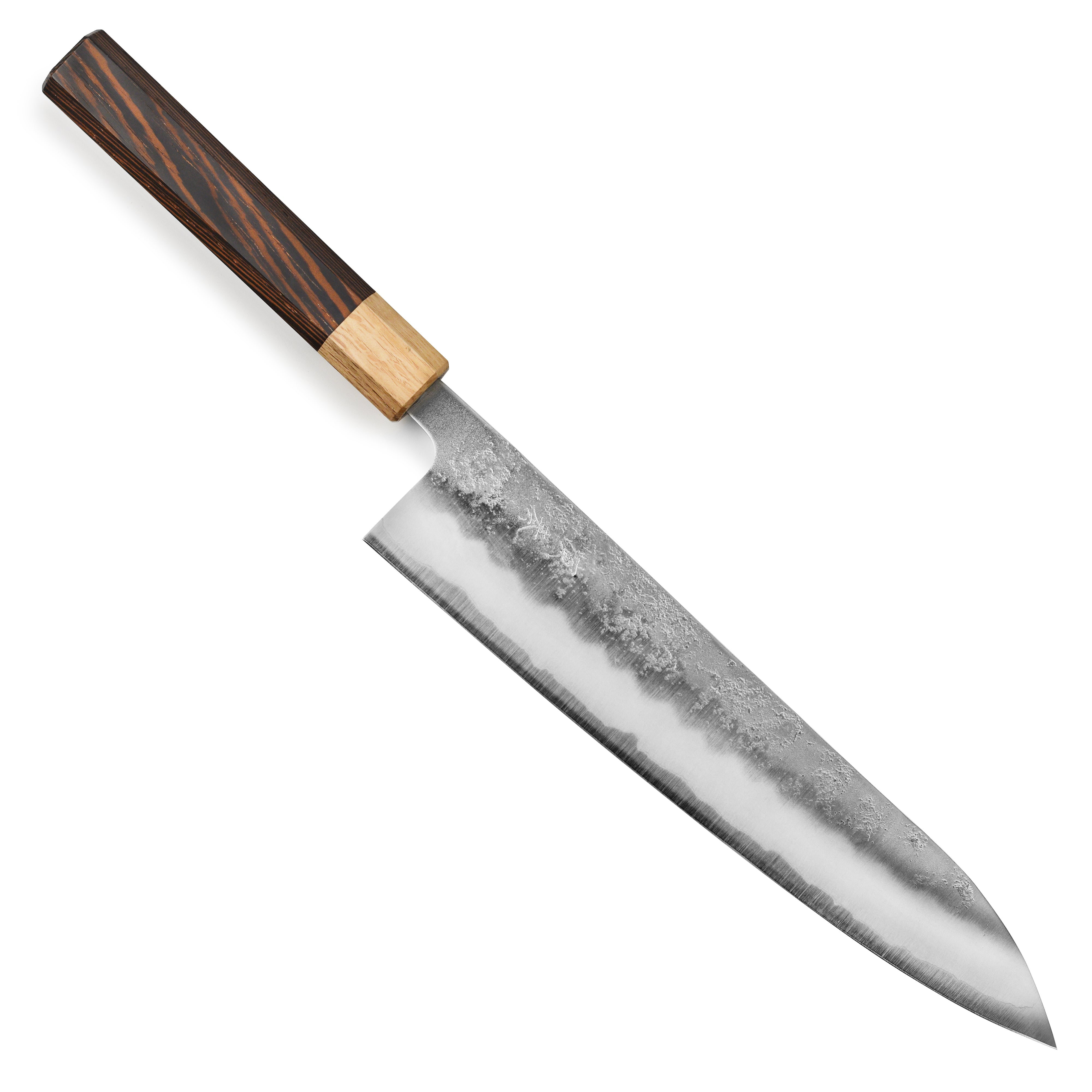 Close-up of the Enso Ginsan 9.4 inch gyuto blade showing craftsmanship and sharp edge